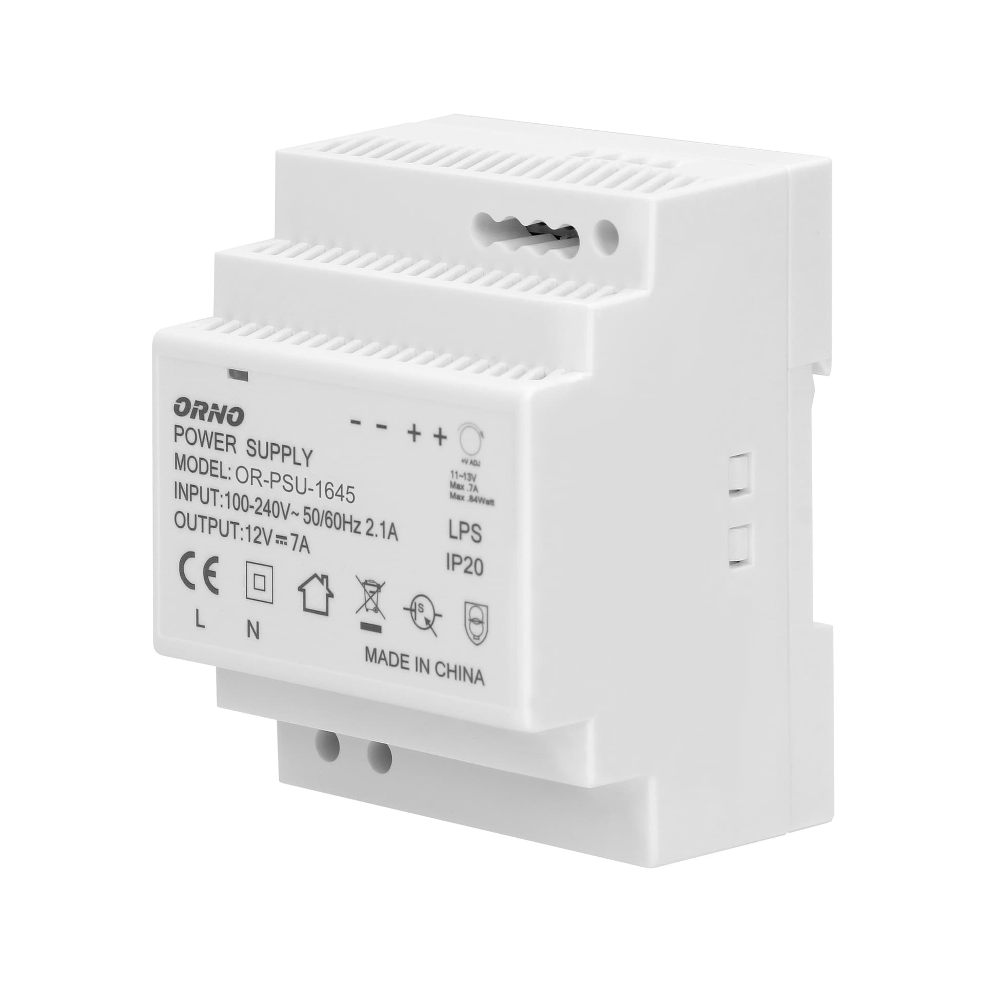 

Zasilacz na szynę DIN 12VDC, 7A, 84W, szerokość 4 moduły