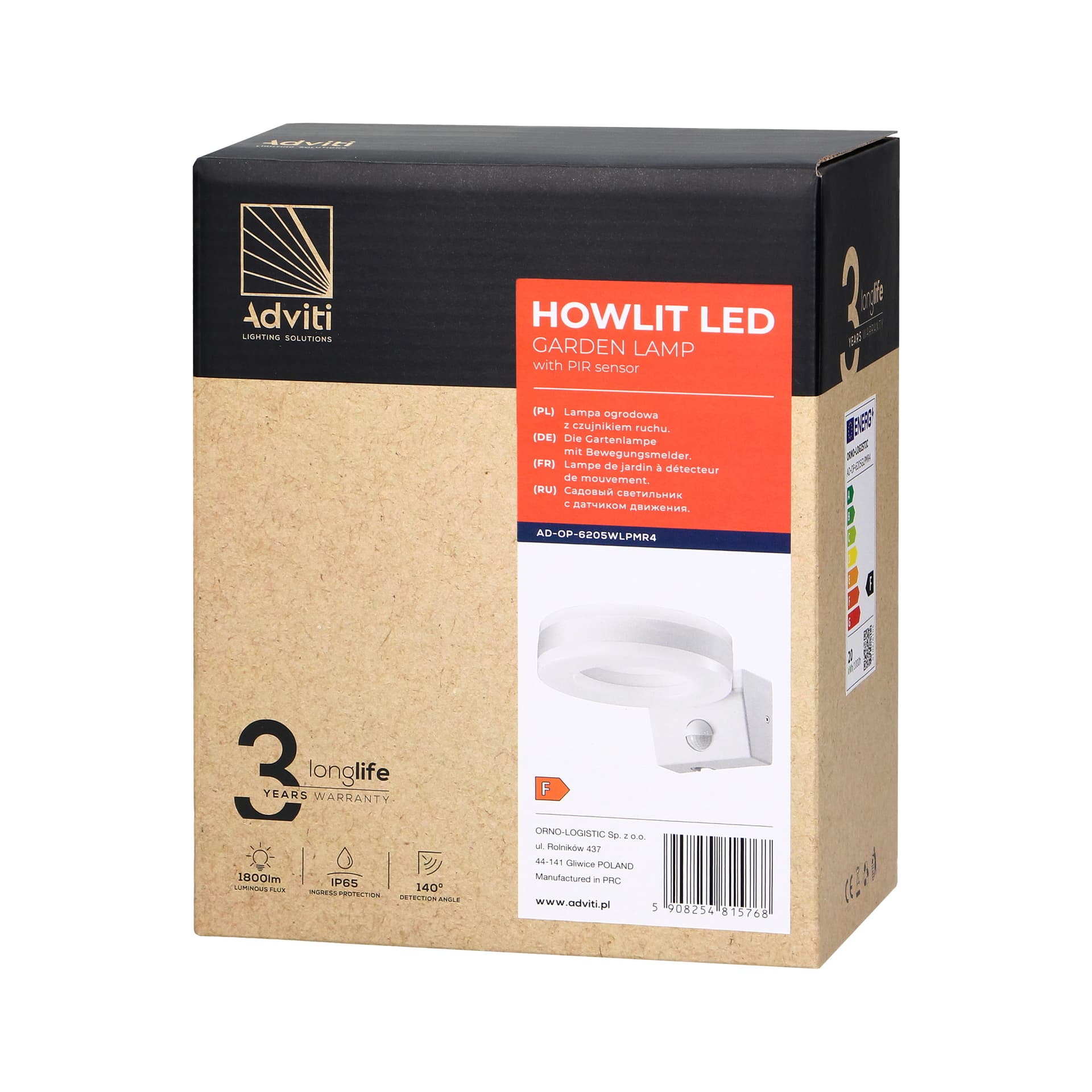 

HOWLIT LED 20W, oprawa ogrodowa z czujnikiem ruchu, 1800lm, IP65, 4000K, biała