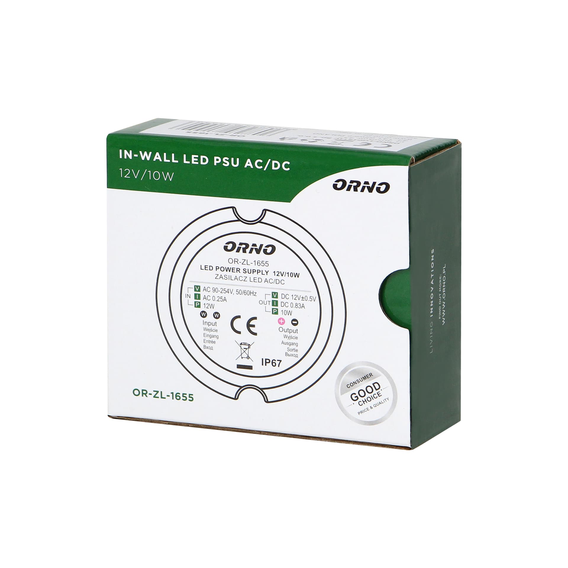 

Zasilacz do LED do puszki 12VDC 10W, IP67