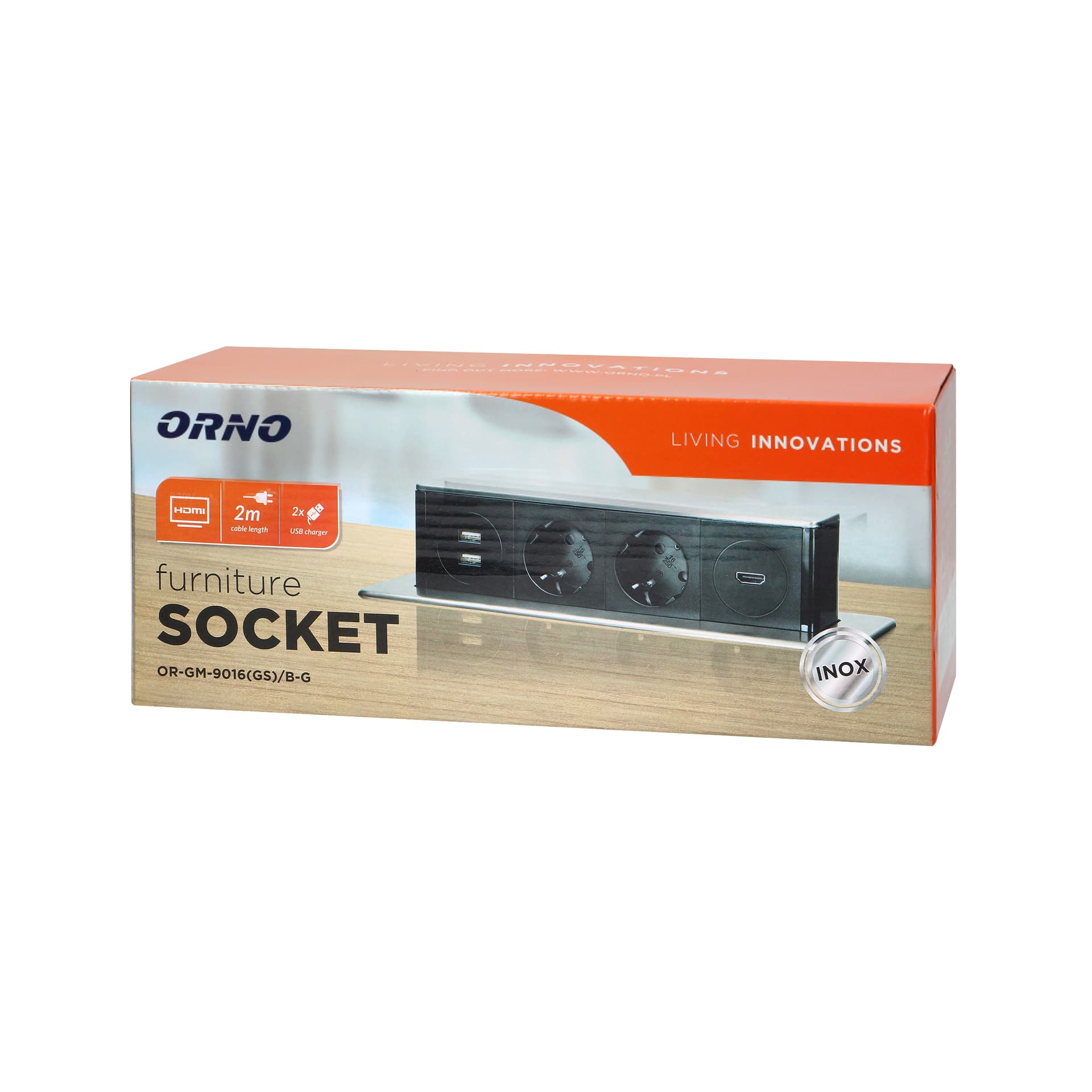 

Gniazdo meblowe wysuwane z blatu z płaskim frezowanym rantem, ładowarką USB i przewodem 2m, 2x2P+Z (Schuko), 2 x USB (Typ A), HDMI, 3x1,5mm2, czarno-srebrne, INOX, Typ a)/hdmi/3x1.5mm2/czarno-srebrne/ino