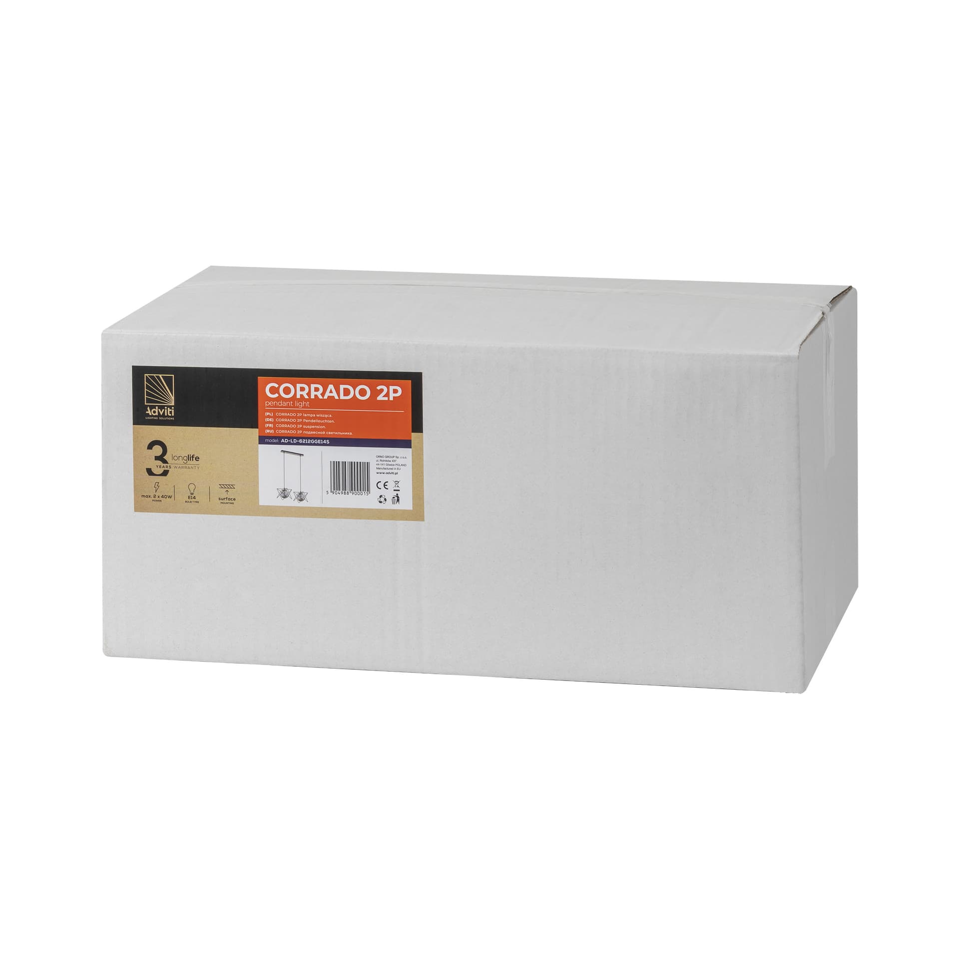 

CORRADO 2P, lampa wisząca, E14 max. 2x 40W, chrom