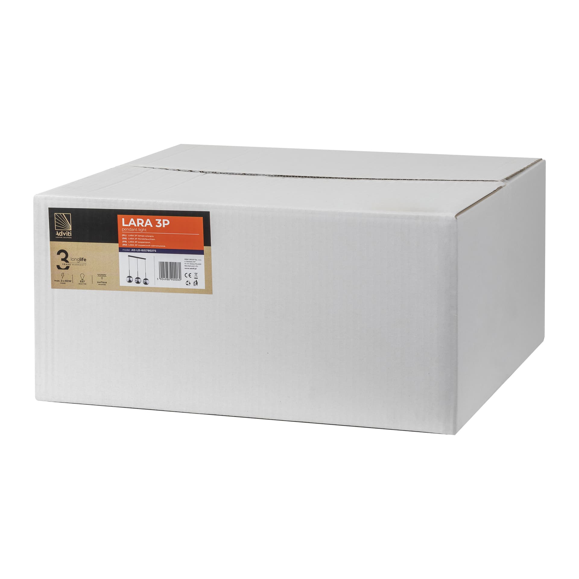 

LARA 3P, lampa wisząca, E27 max. 3x60W, czarna