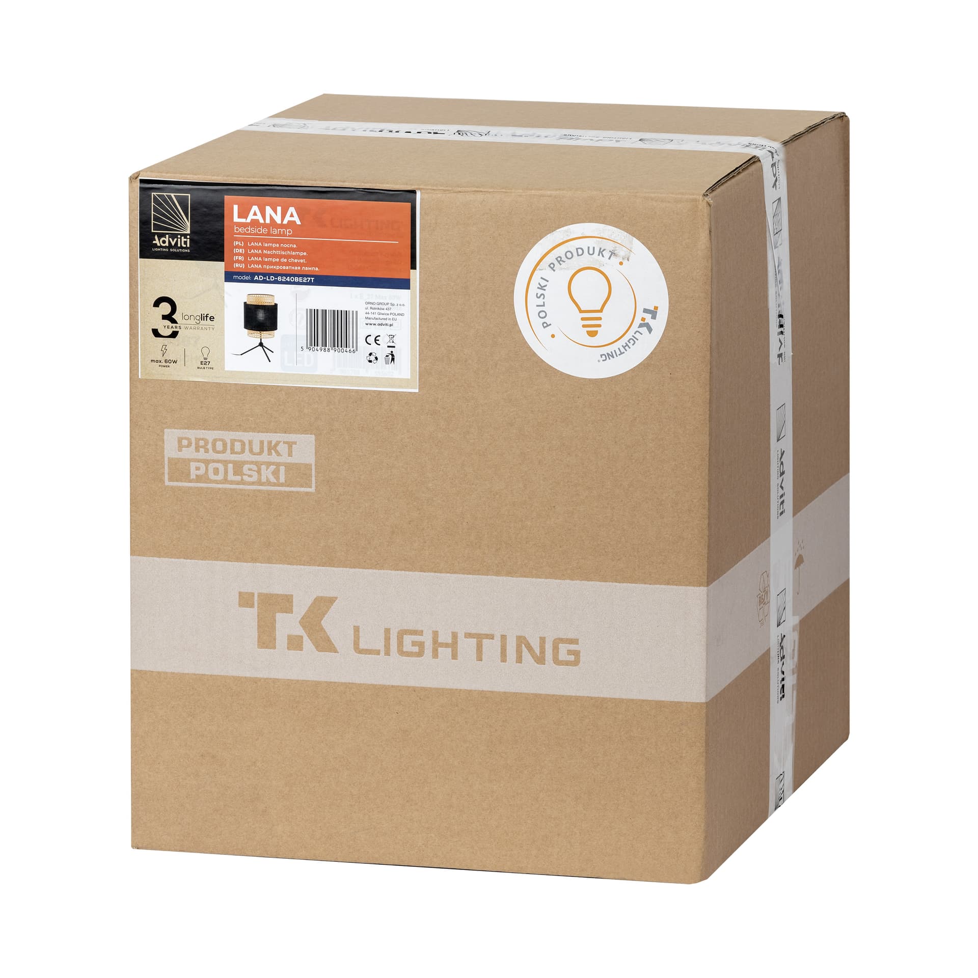 

LANA, lampka nocna, E27 max.60W, czarna