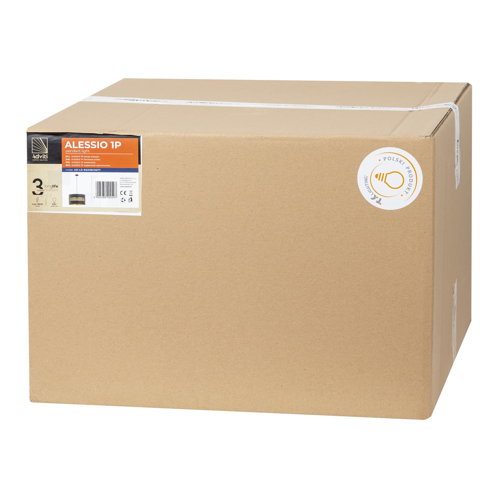 

ALESSIO 1P, lampa wisząca, E27 max.60W, czarno-złota