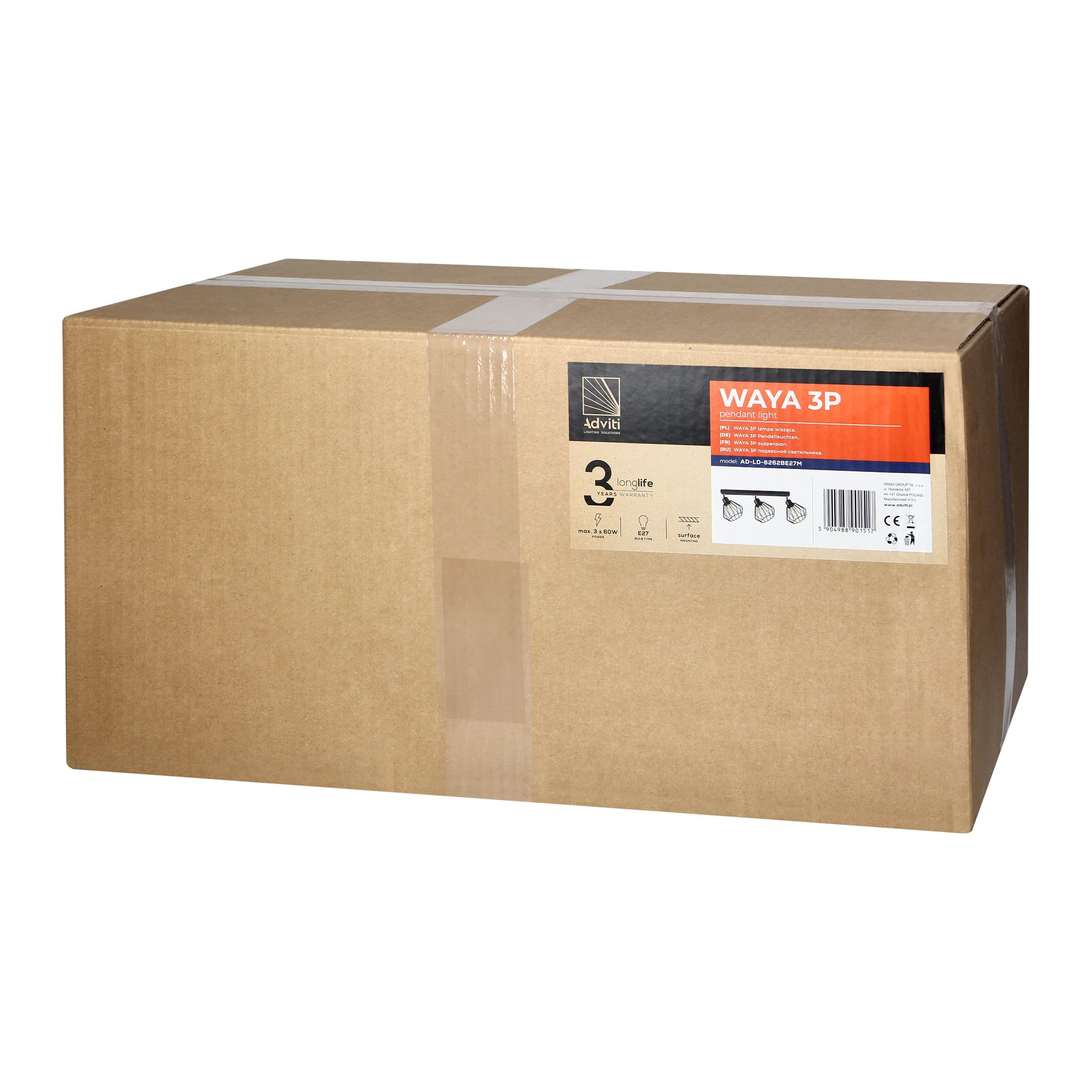 

WAYA oprawa ścienno-sufitowa, moc max. 3x60W, E27, czarna, listwa