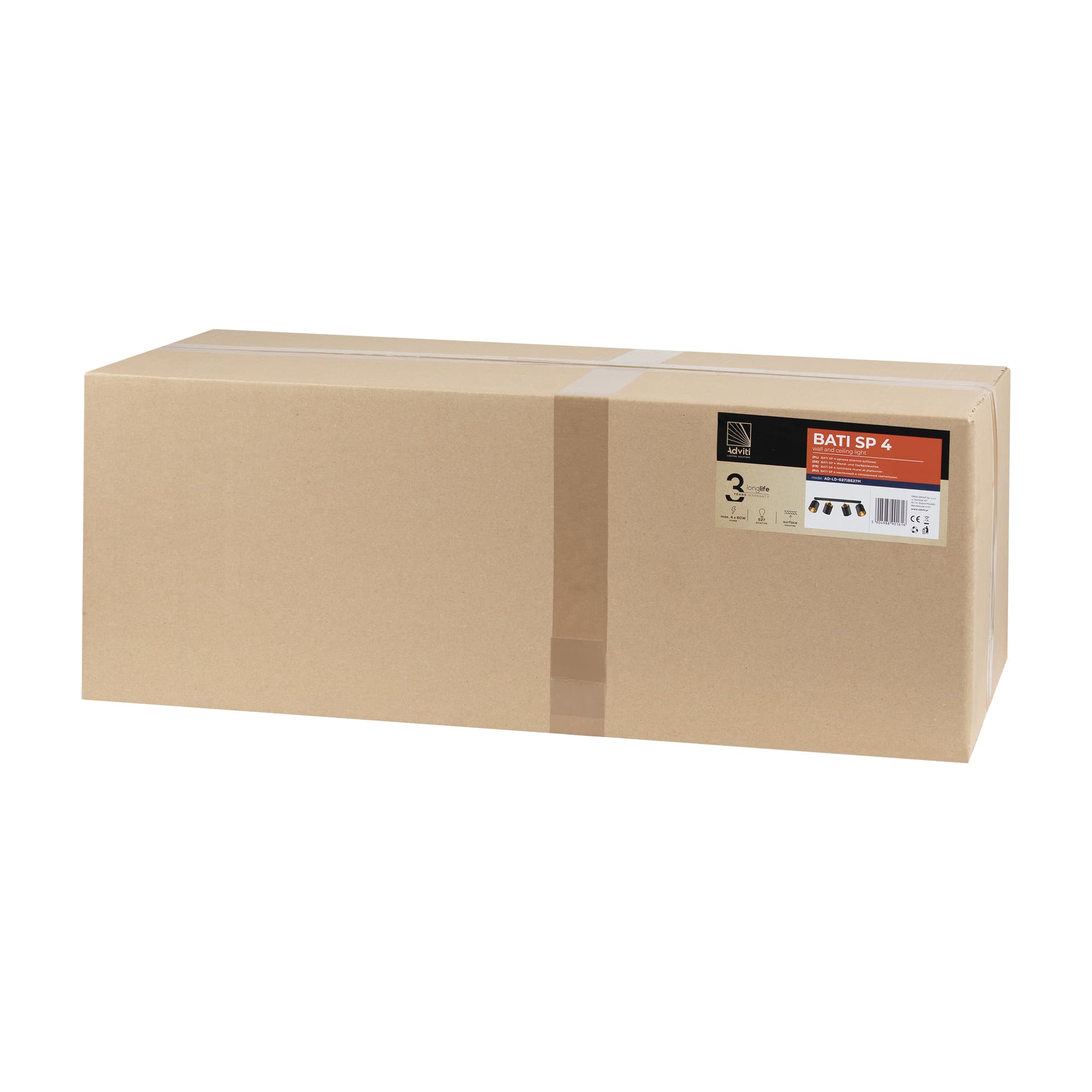 

BATI oprawa ścienno-sufitowa, moc max. 4x60W, E27, czarna