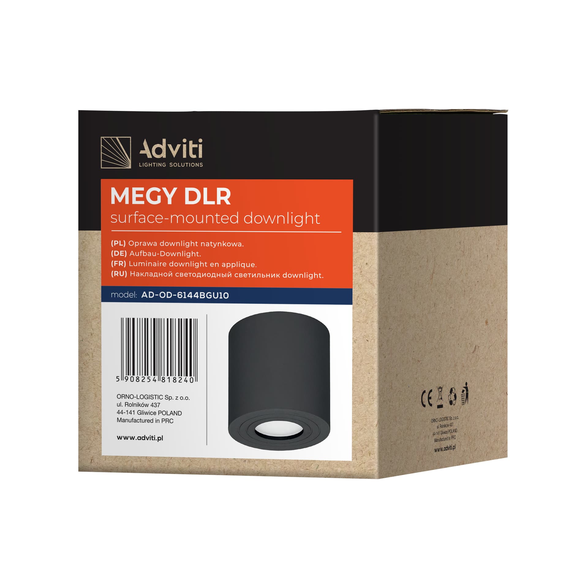 

MEGY DLR GU10 downlight max 50W, IP54, okrągły, czarny, aluminium