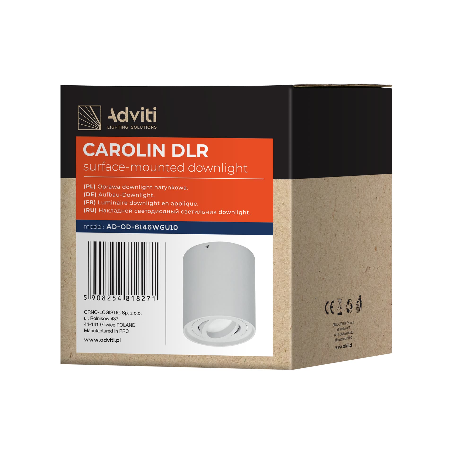 

CAROLIN DLR GU10 downlight max 35W, IP20, okrągły, biały