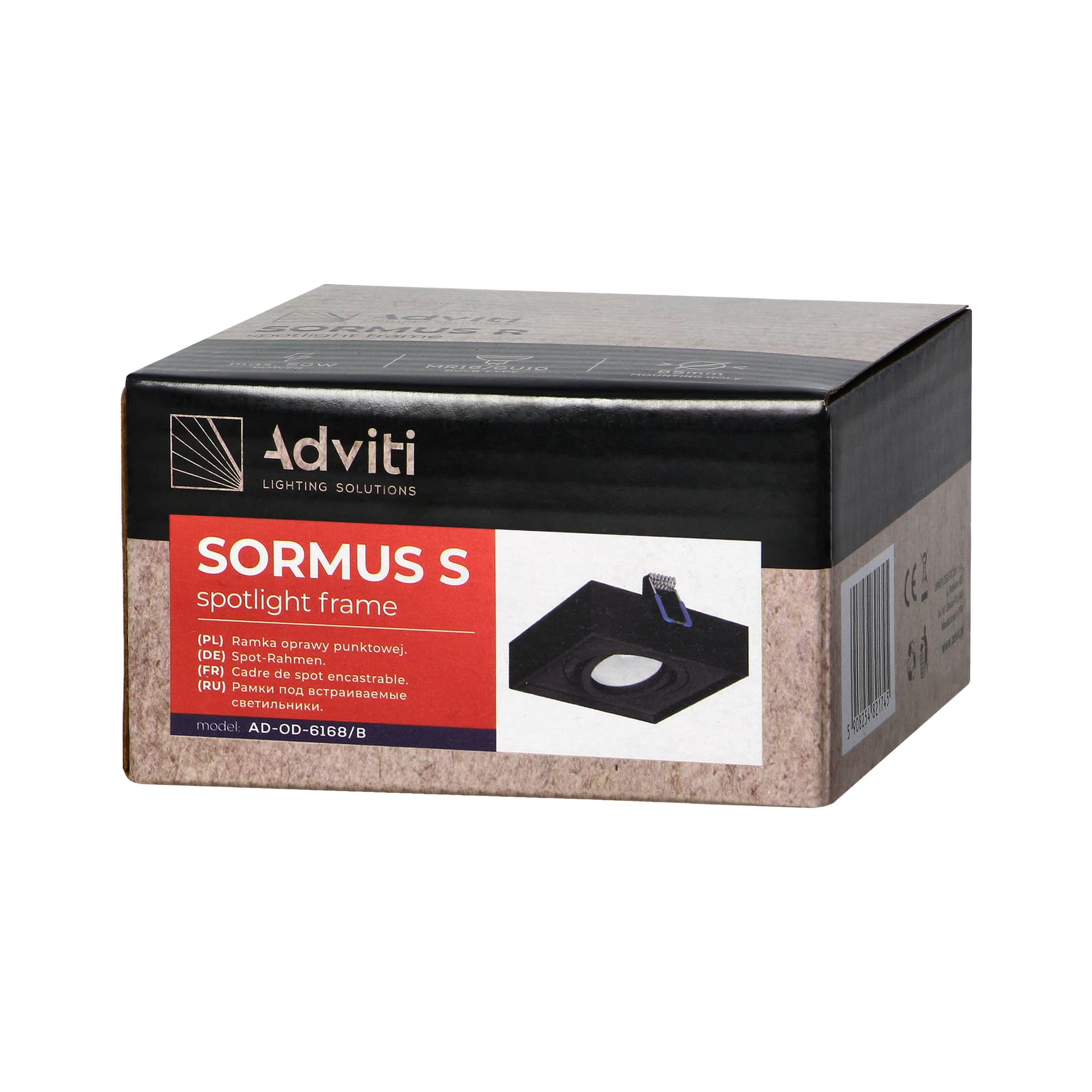 

SORMUS S ramka dekoracyjna oprawy punktowej, MR16/GU10 max 50W, regulowana, kwadrat, czarna