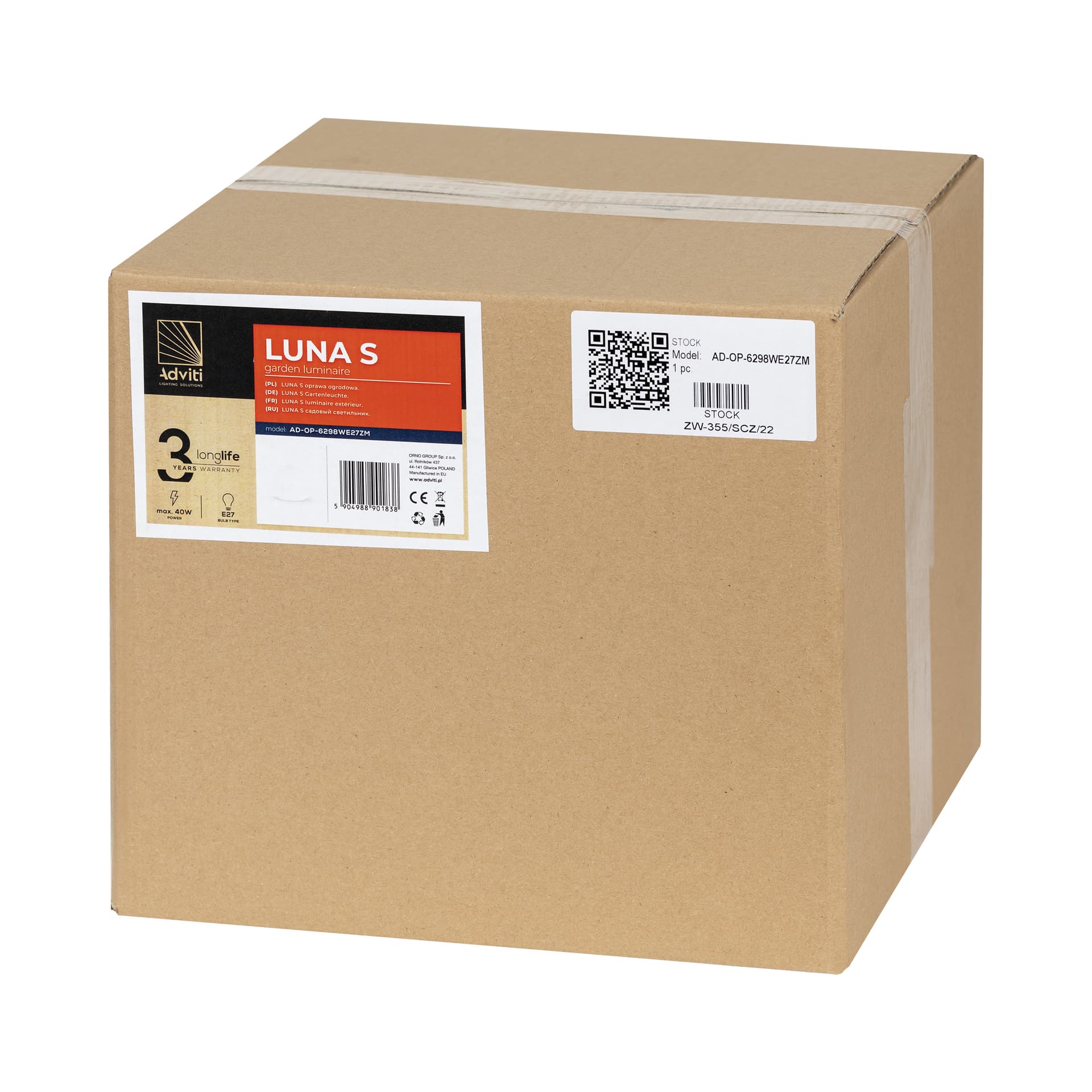 

LUNA S oprawa ogrodowa kula 1xE27, 1x40W, IP44, biała,  300