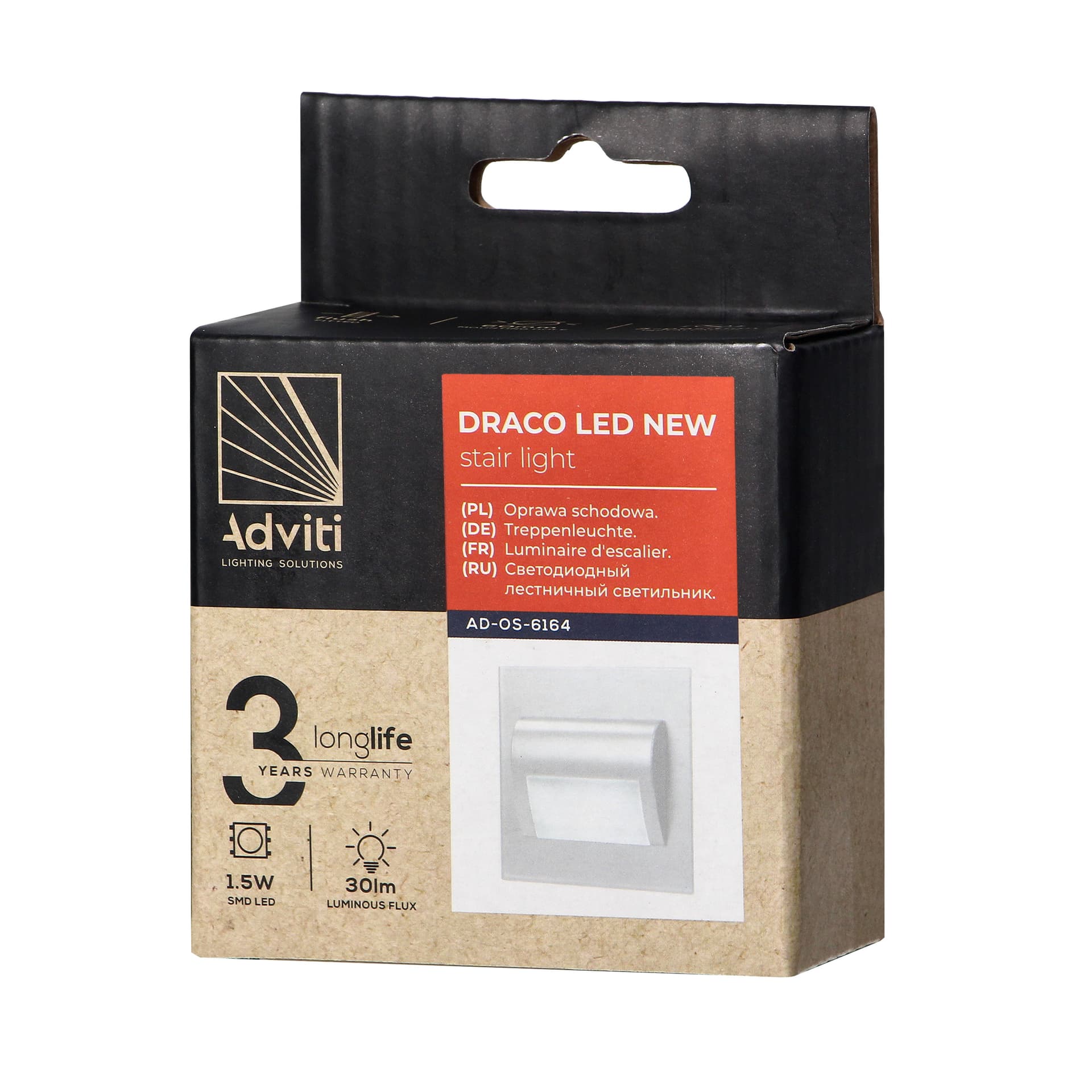 

DRACO LED NEW 1,5W, oprawa schodowa podtynkowa, 12VDC, 30lm, 4000K, biała, innowacyjny sposób montażu