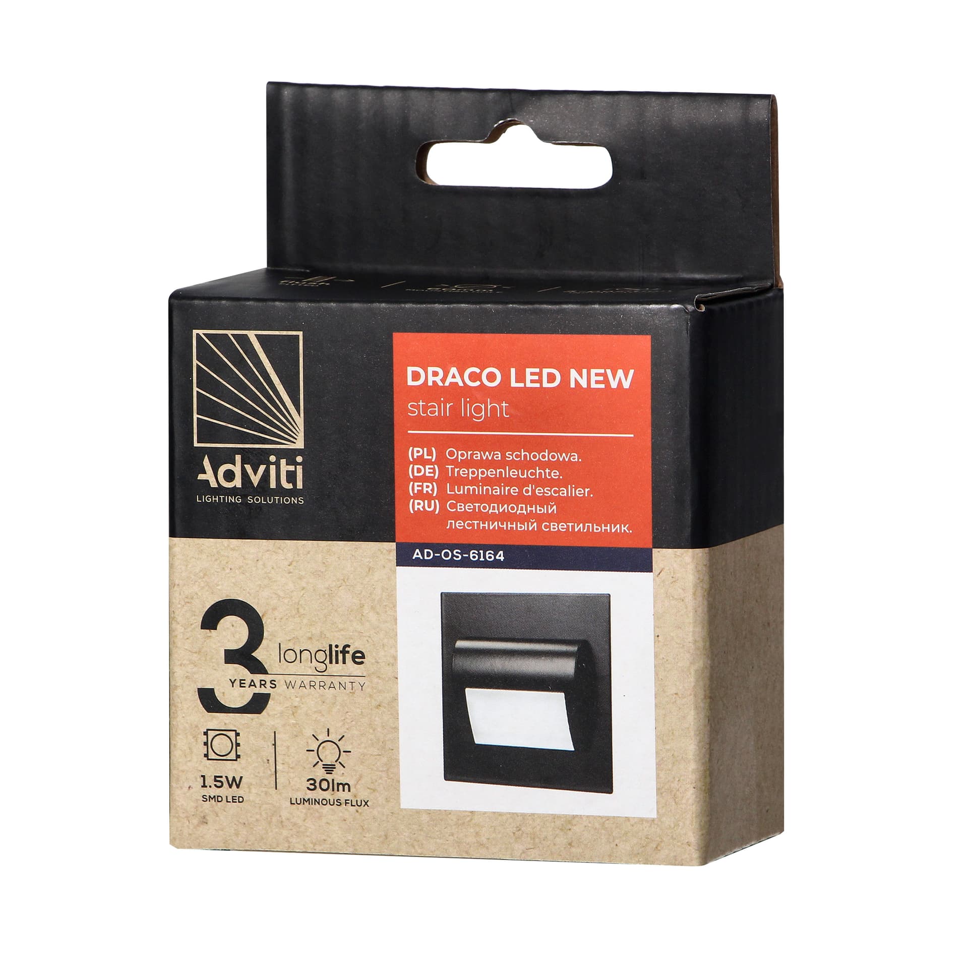

DRACO LED NEW 1,5W, oprawa schodowa podtynkowa, 12VDC, 30lm, 4000K, czarna, innowacyjny sposób montażu