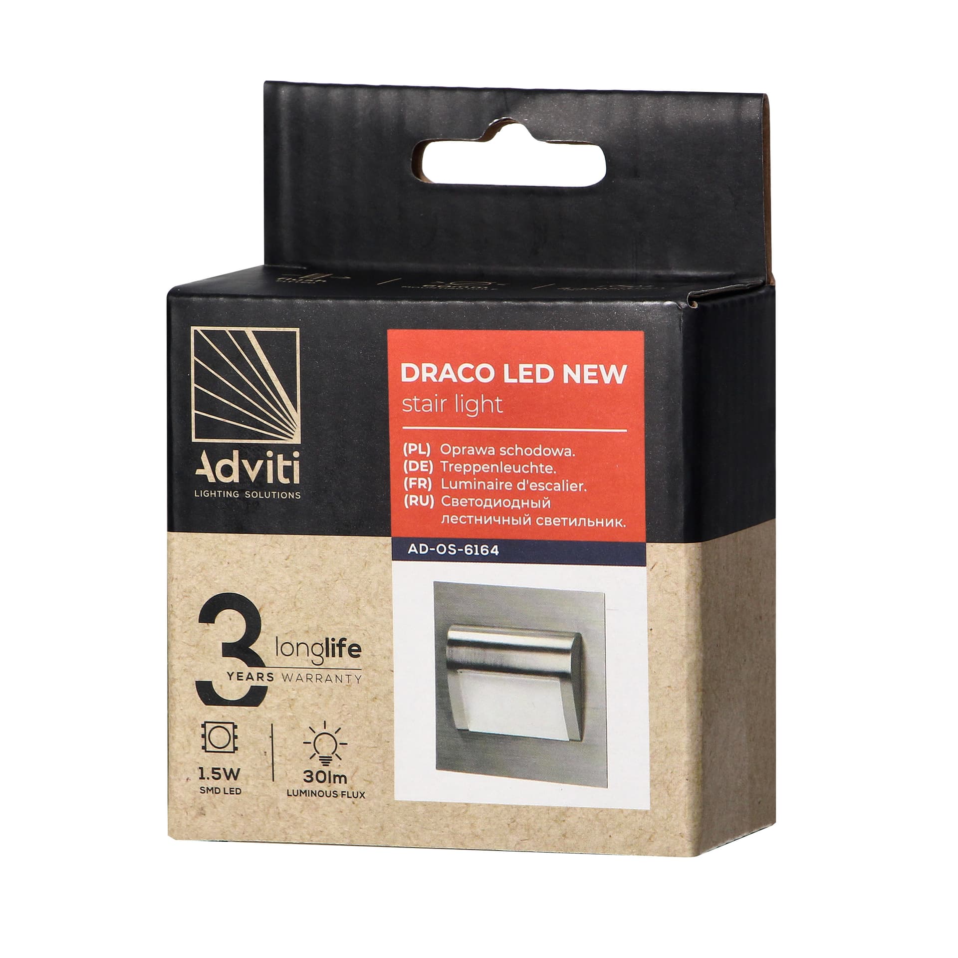 

DRACO LED NEW 1,5W, oprawa schodowa podtynkowa, 12VDC, 30lm, 6000K, satyna, innowacyjny sposób montażu