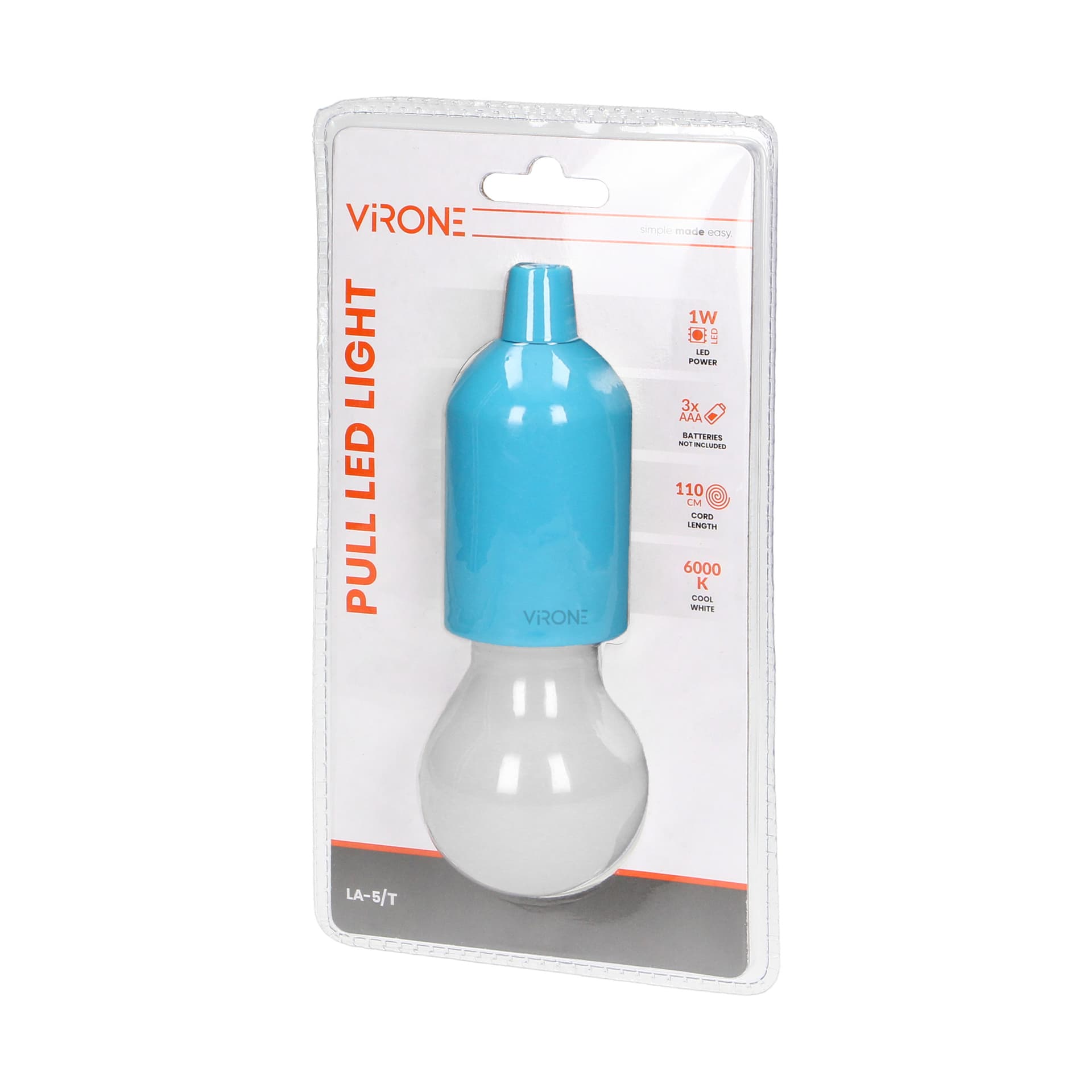 

Bateryjna lampka nocna na sznurku 1W LED, 3 x AAA, turkusowa