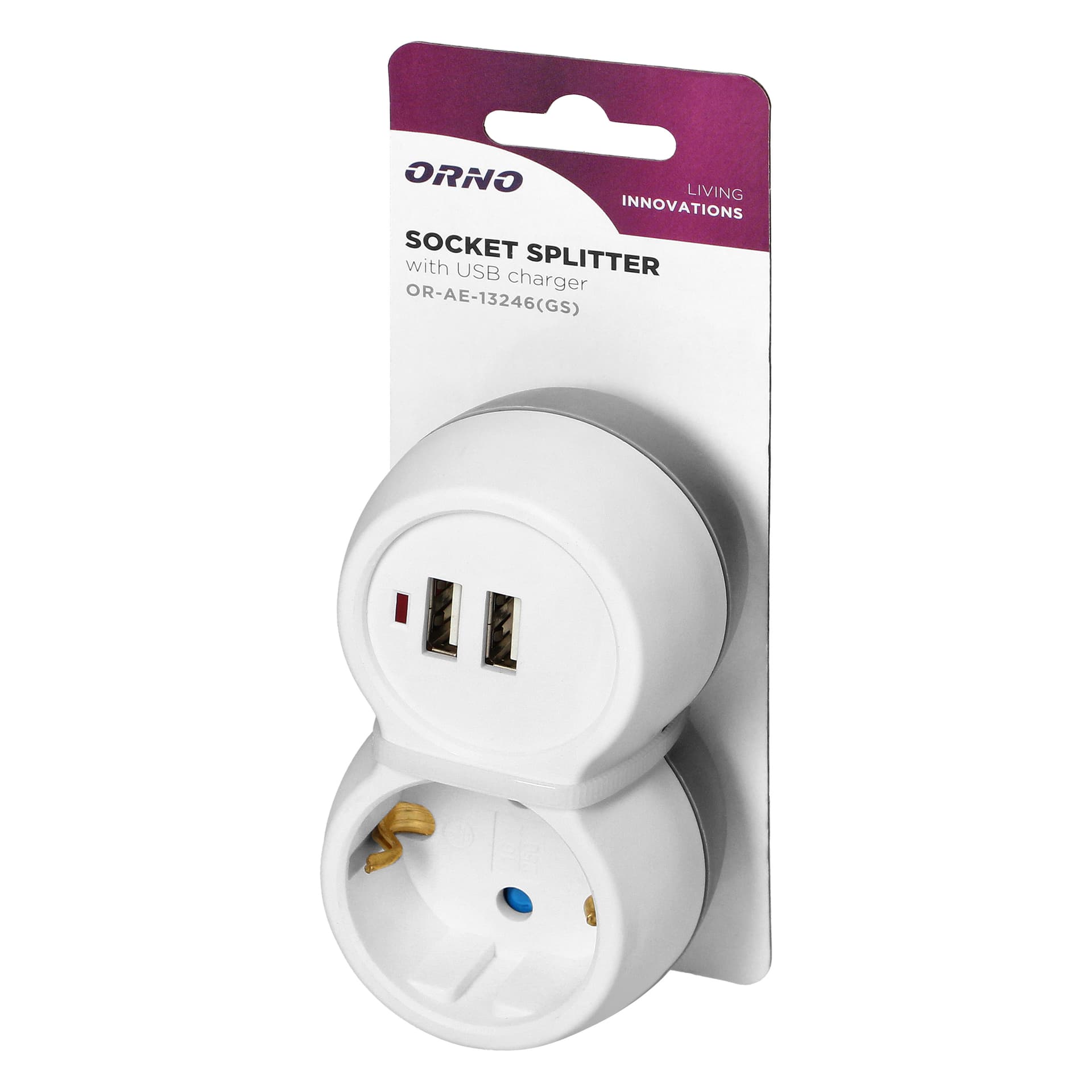 

Rozgałęźnik 2P+Z (Schuko) z ładowarką 2xUSB, biało-szary, Schuko) z ładowarką 2xusb/biało-szar