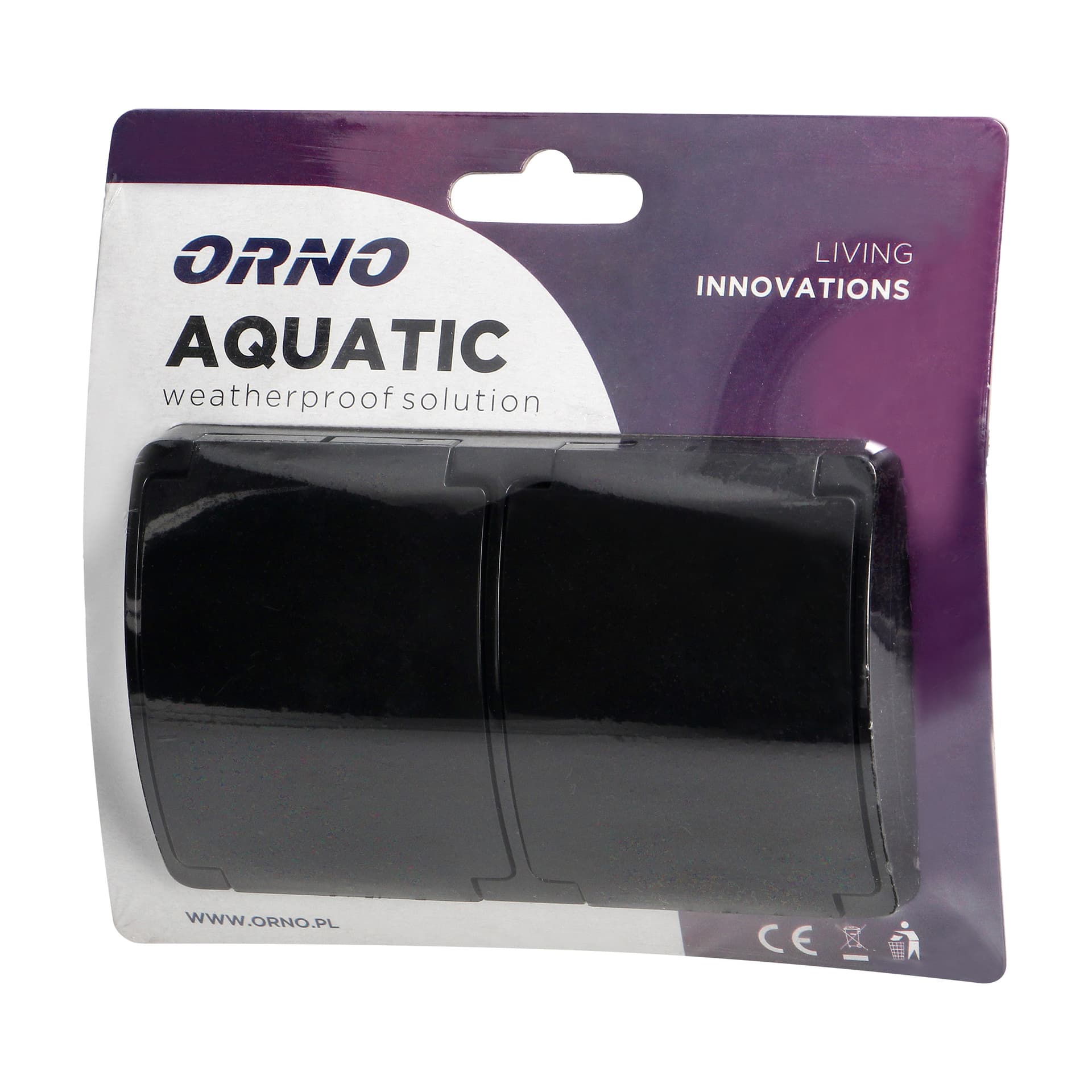 

Gniazdo podwójne 2x2P+Z Schuko AQUATIC, IP44, czarne