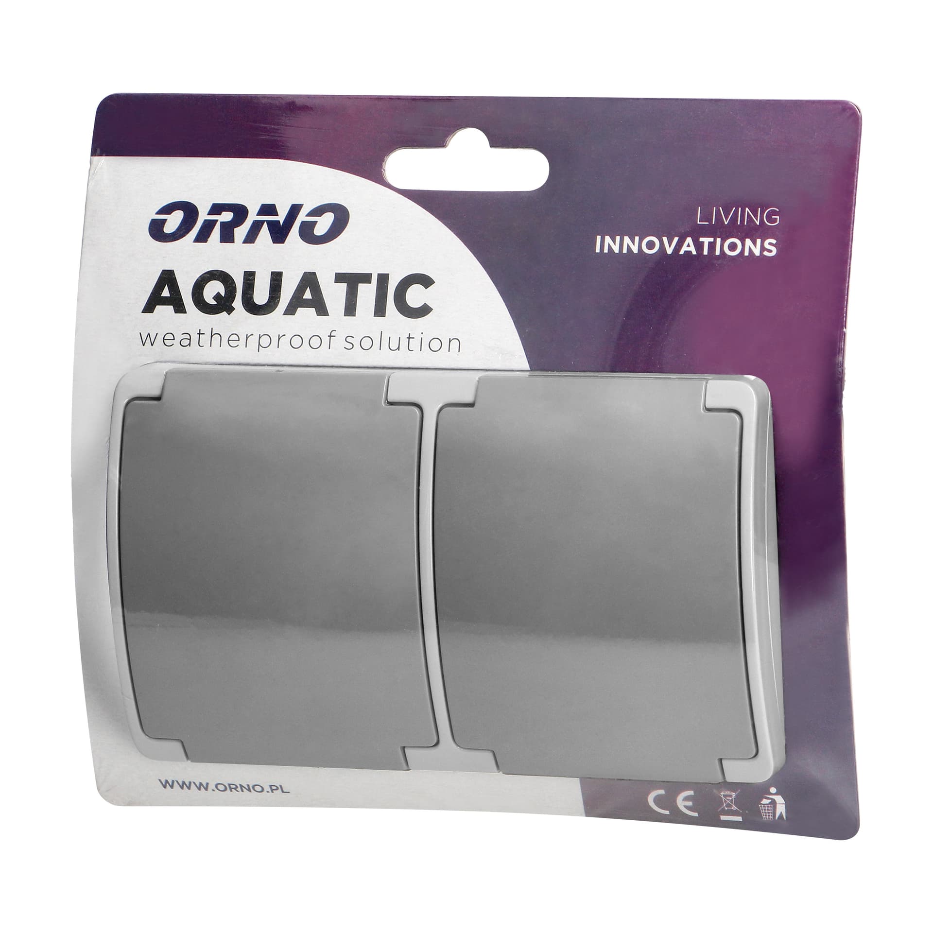 

Gniazdo podwójne 2x2P+Z Schuko AQUATIC, IP44, szaro-grafitowe
