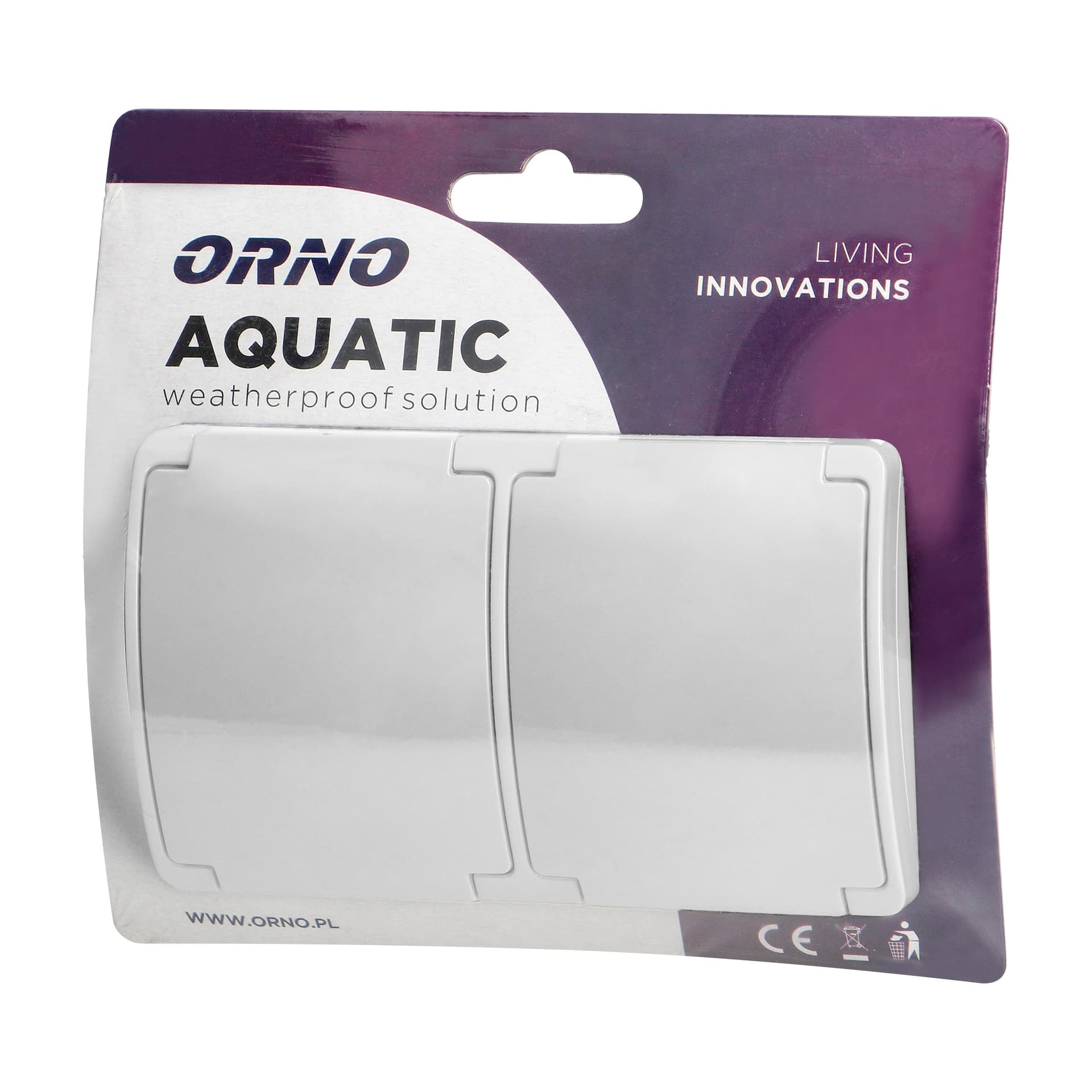 

Gniazdo podwójne 2x2P+Z AQUATIC, IP44, białe