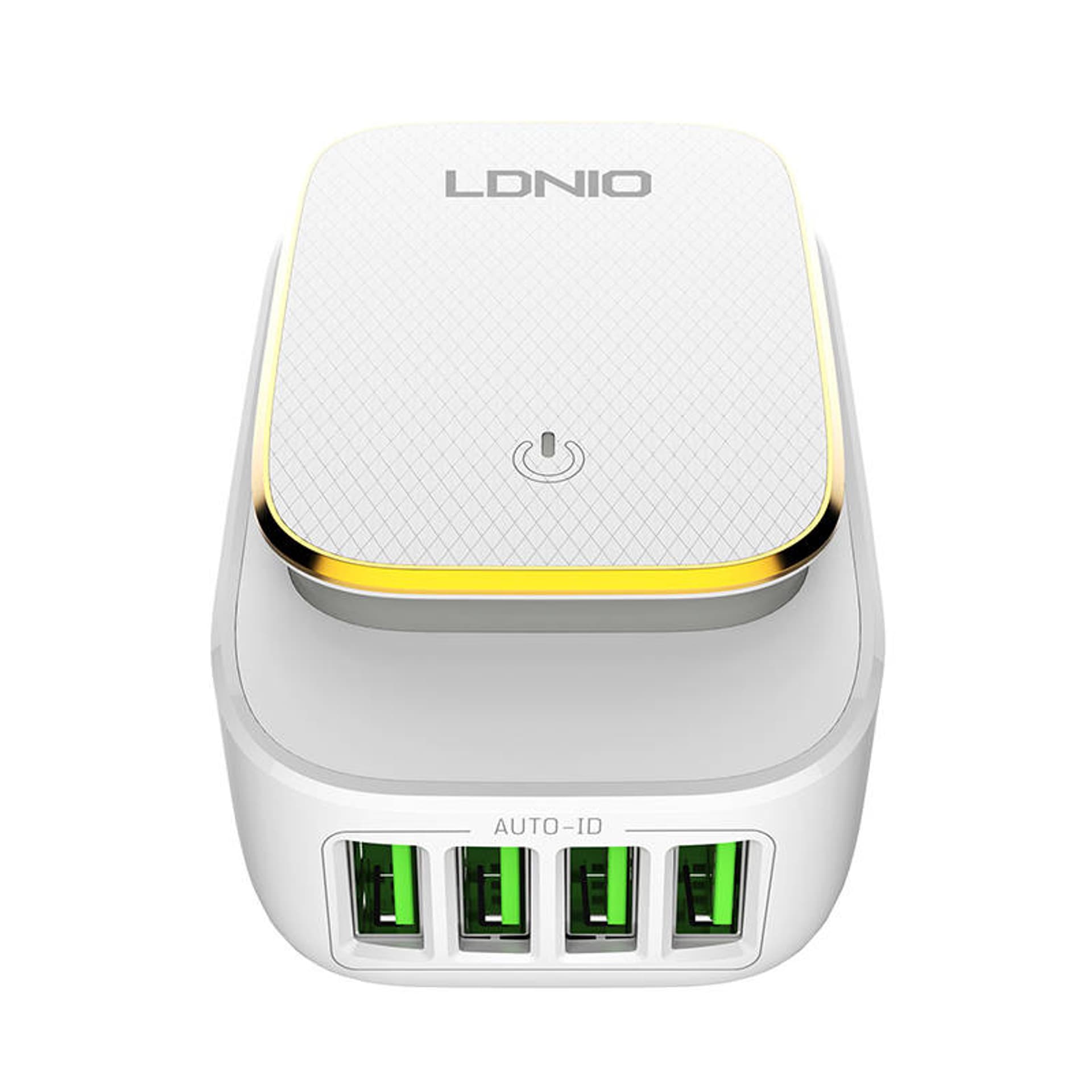 

Ładowarka sieciowa LDNIO A4405 4USB, Lampa LED + Kabel USB-C