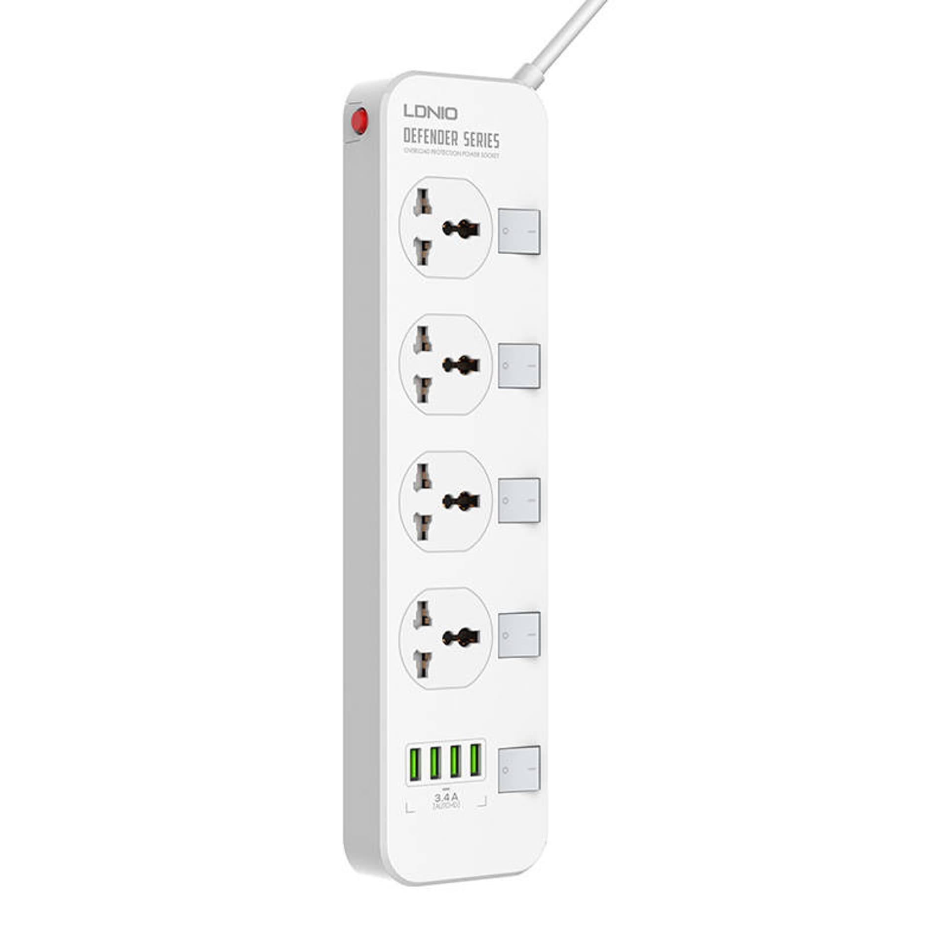 

Listwa zasilająca z 4 gniazdami AC, 4x USB, LDNIO SC4408, 2500W (biała)
