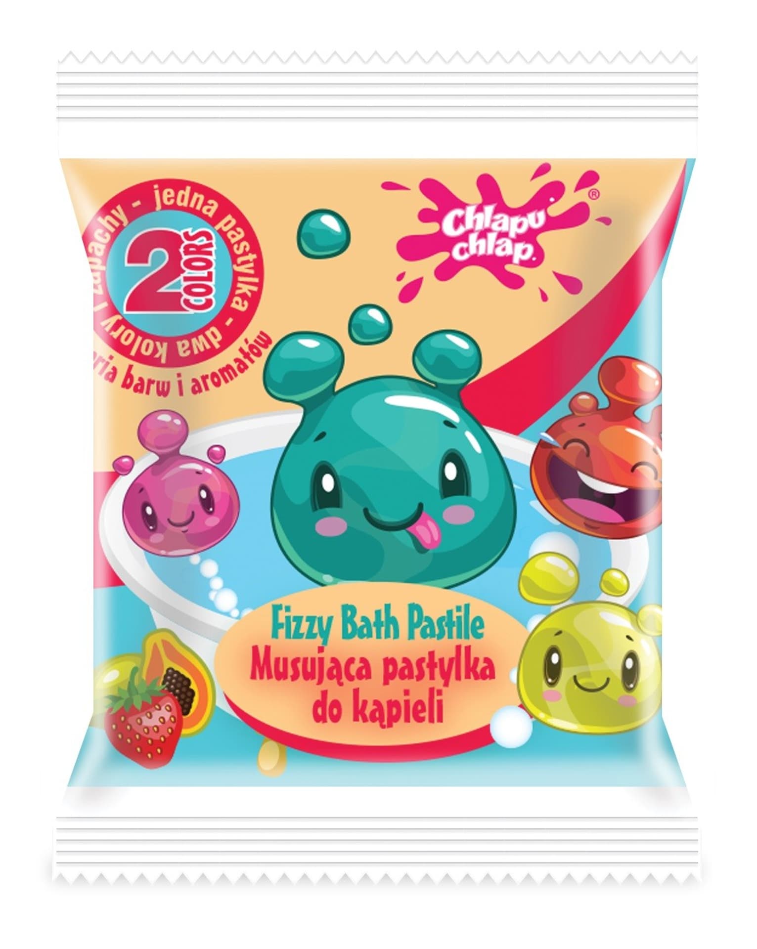 

CHLAPU CHLAP Dwukolorowa Musująca Pastylka do kąpieli - mango i truskawka 1szt