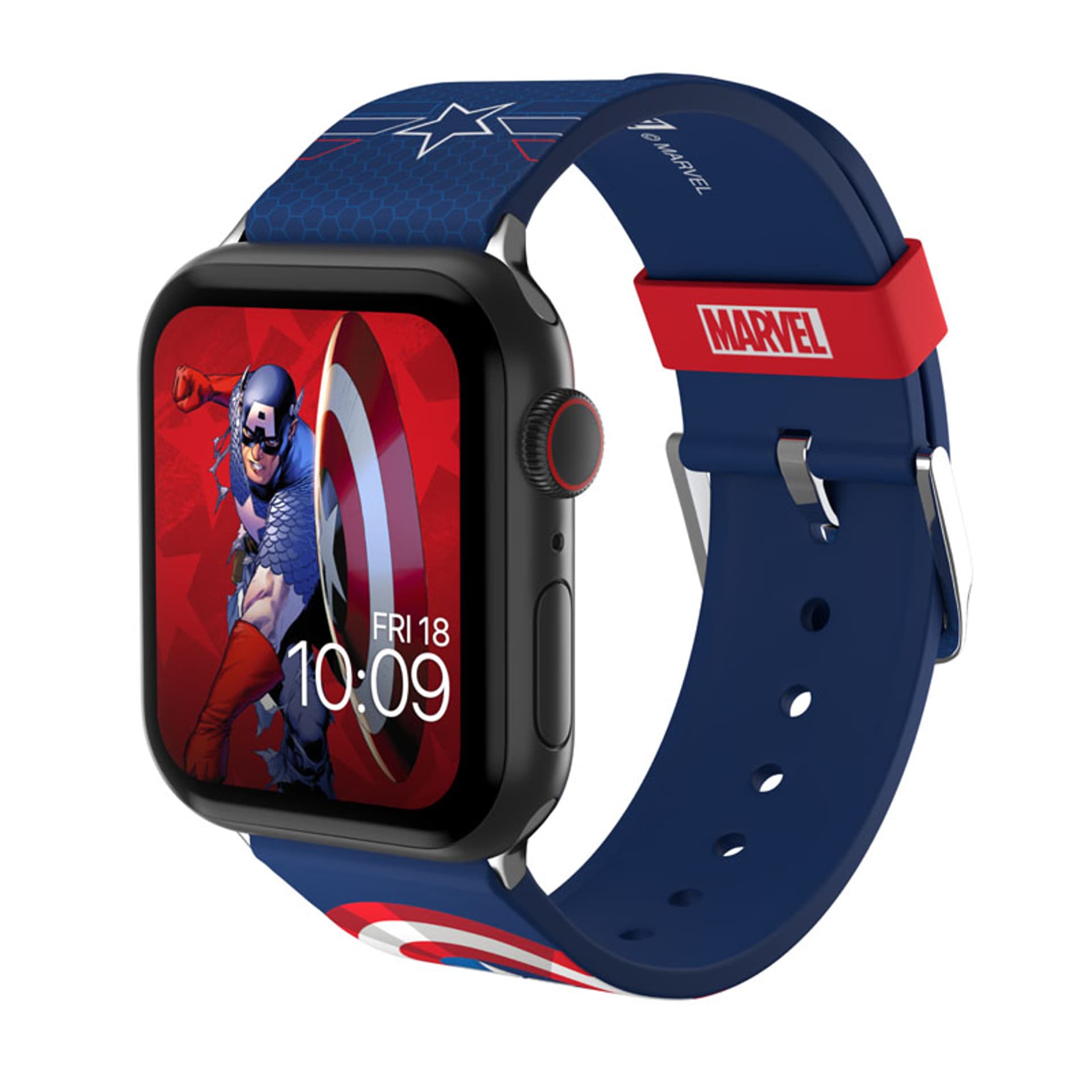 

MARVEL - Pasek do Apple Watch 38/40/41/42/44/45/49 mm (Captain America Insignia)