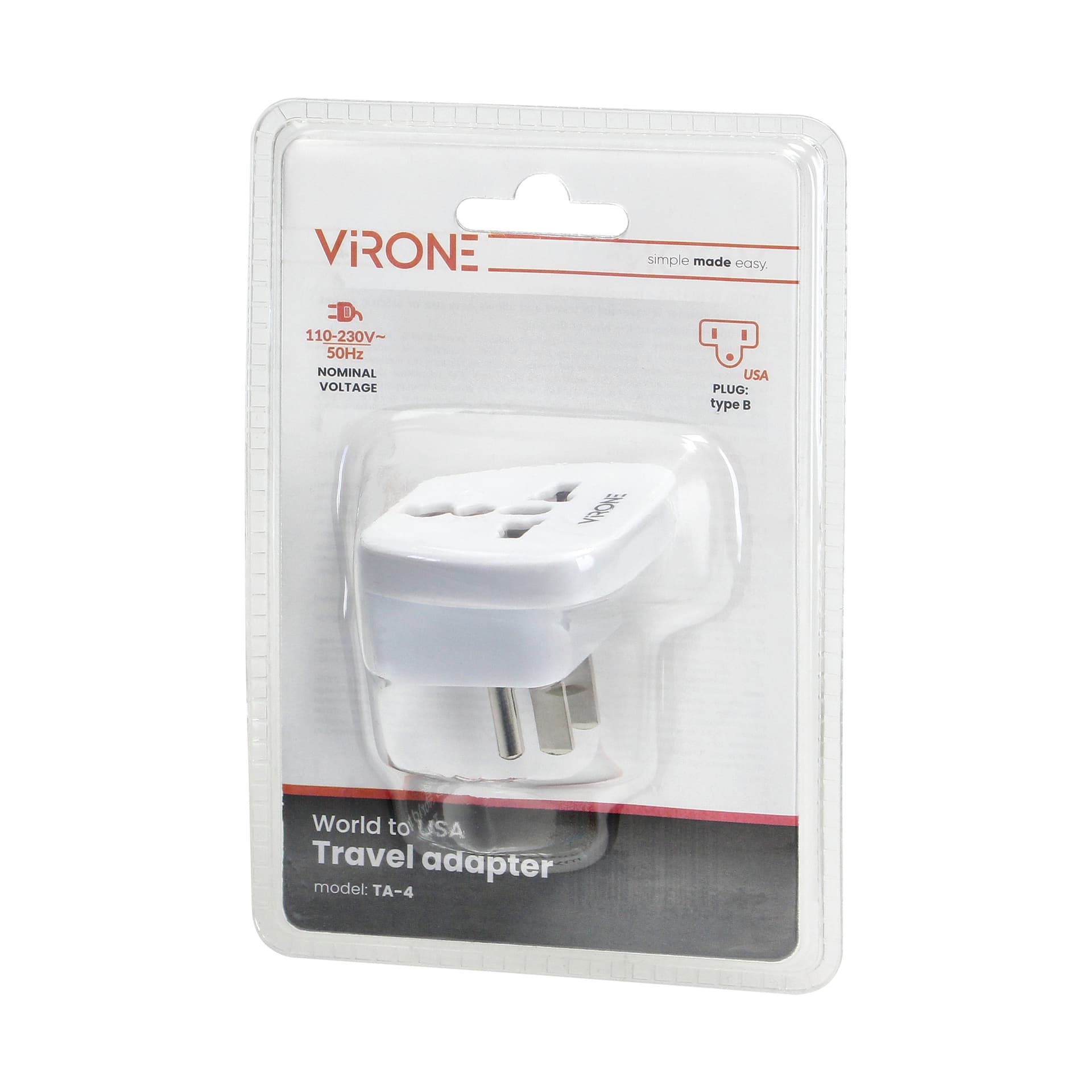 

Adapter podróżny - World to USA, 110-230V/10A, biały