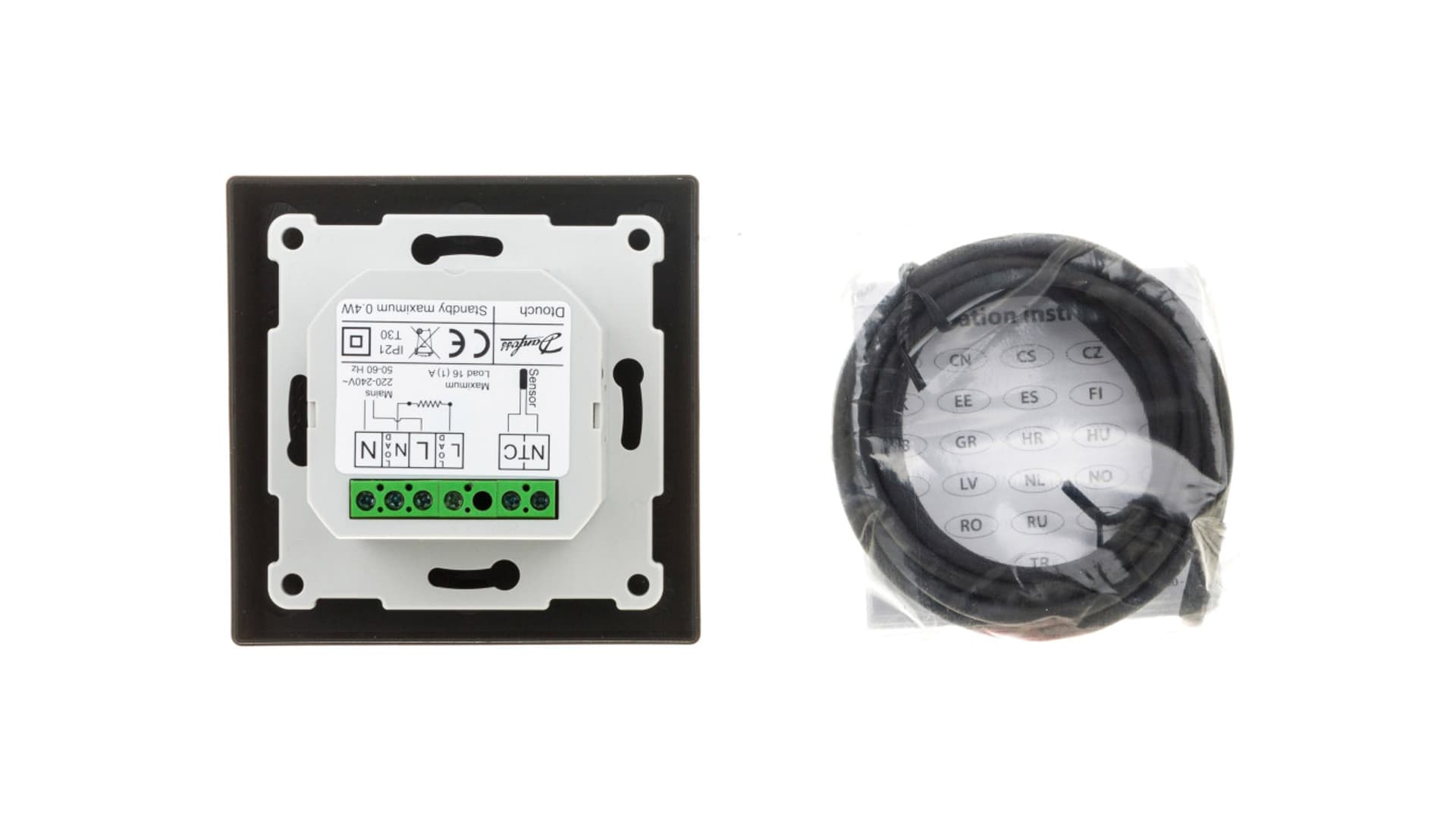 

Termostat DEVIreg Touch 230V 16A 5-45C IP21 czarny 140F1069