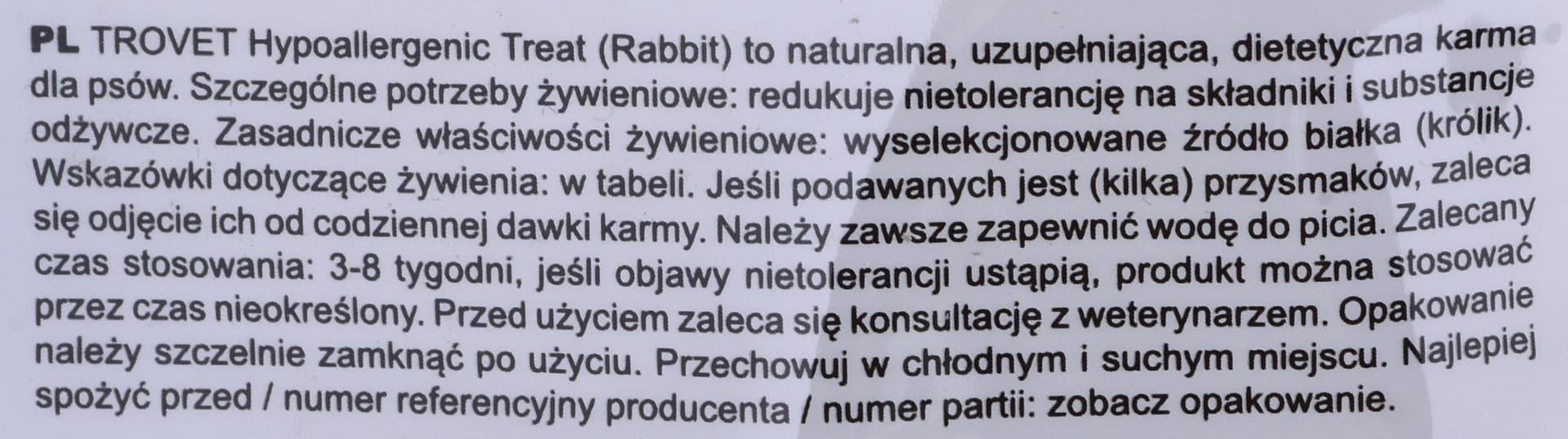 

Trovet HRT Treat 250 g przysmak z królika, dla psów