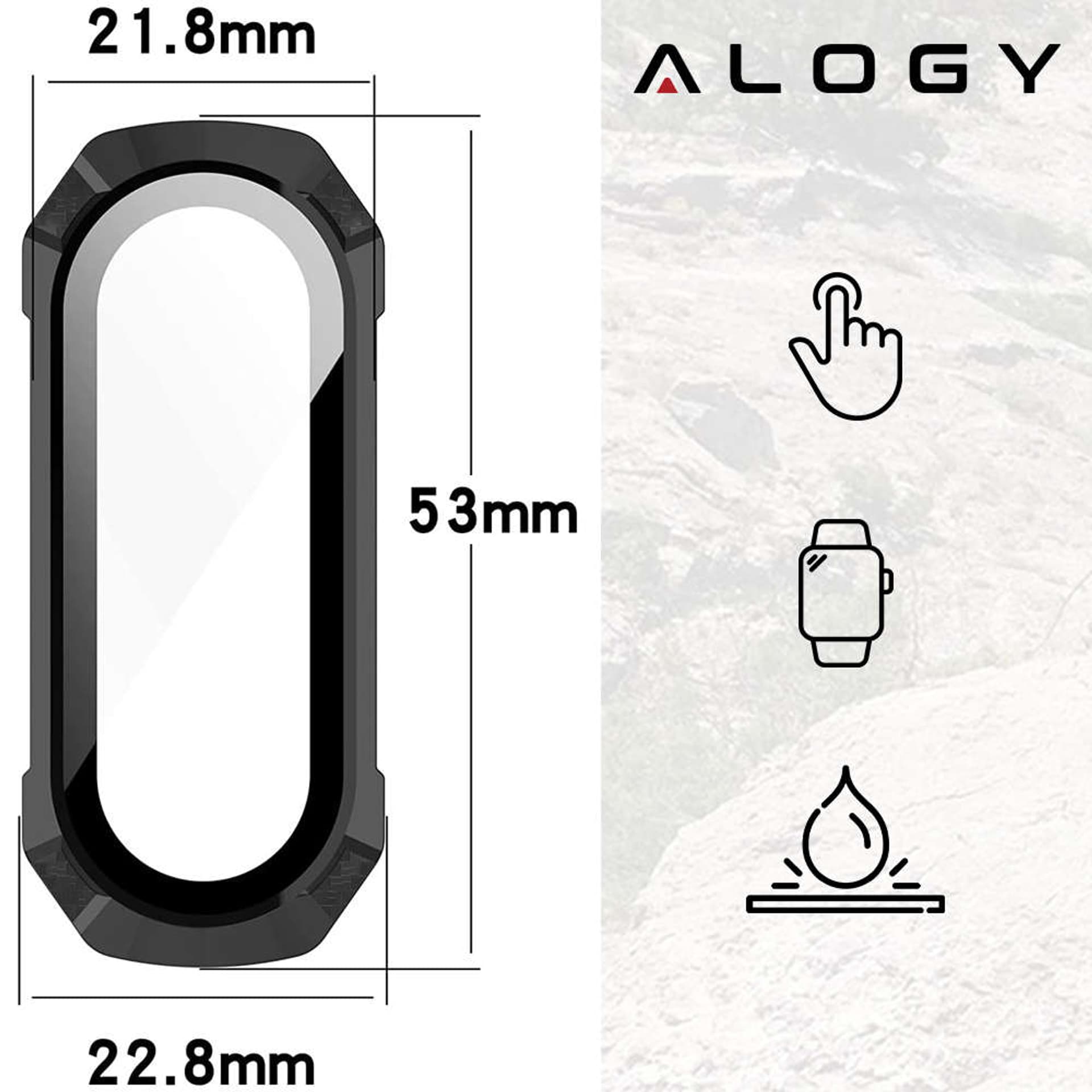 

Etui ochronne 2w1 nakładka wbudowane szkło do Xiaomi Mi Band 7 Alogy Classic Case Czarne