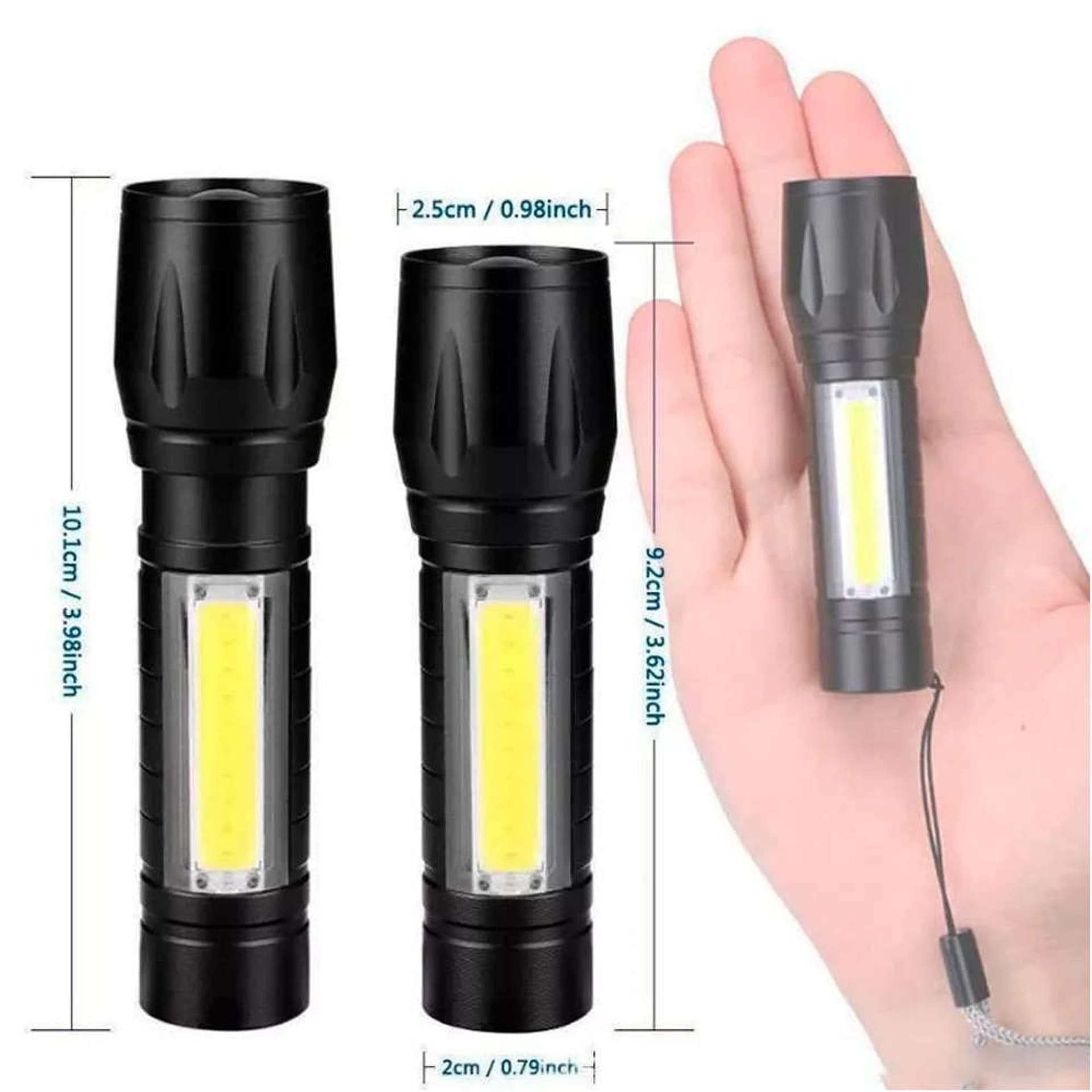 

Latarka taktycznia Mini światło klasyczne 9cm LED COB T6 z regulacją Zoom kieszonkowa czarna