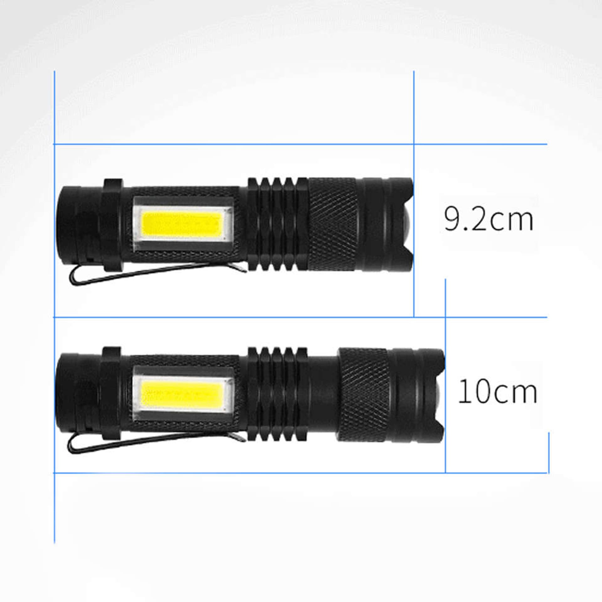 

Latarka taktyczna klasyczne światło LED COB XPE Mini lampa metalowa kieszonkowa Zoom czarna