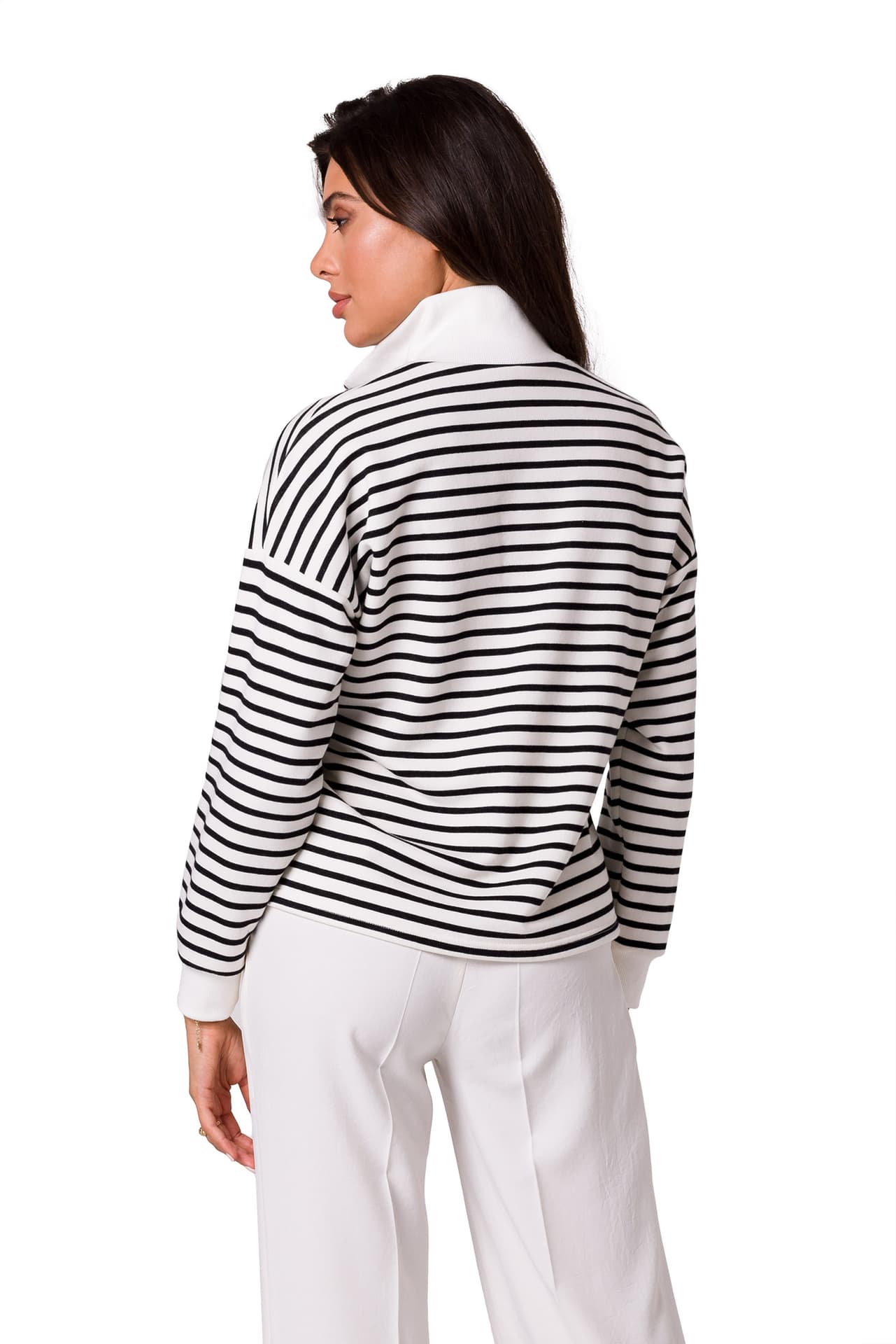 

B250 Bluza w paski z wysokim kołnierzem - model 1 (kolor paski, rozmiar XXL)