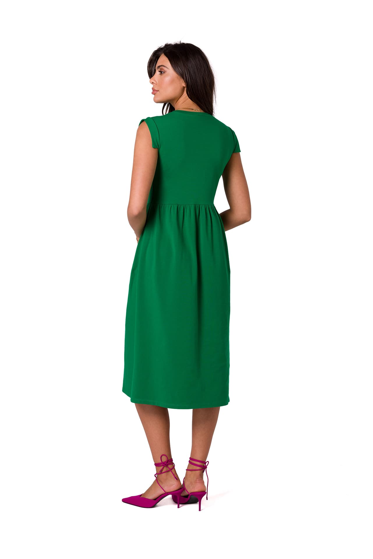 

B262 Sukienka z podwyższoną talią - soczysta zieleń (kolor zielony, rozmiar XXL)