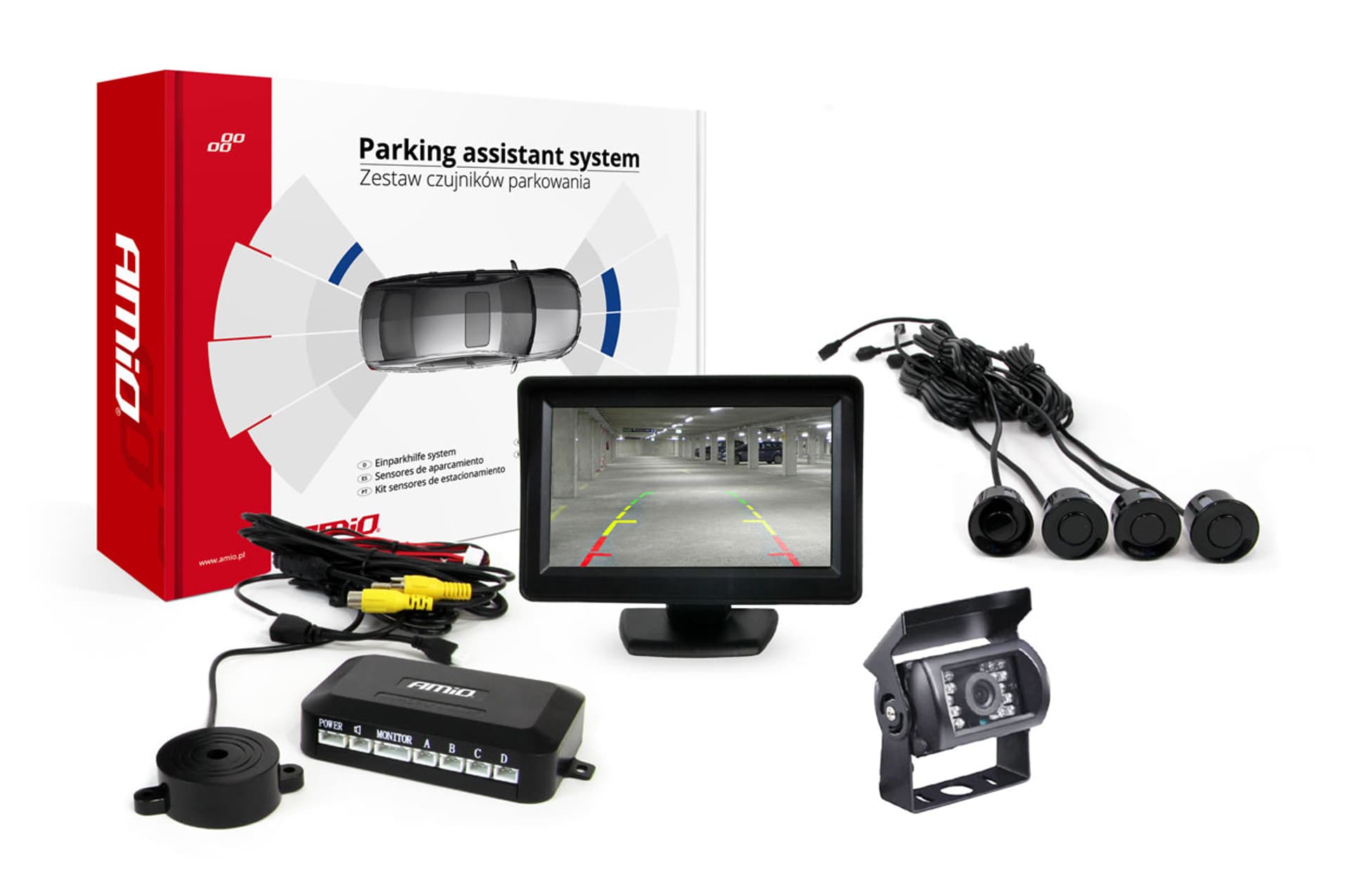 

Zestaw czujników parkowania tft01 4,3" z kamerą hd-501-ir 4 sensory czarne