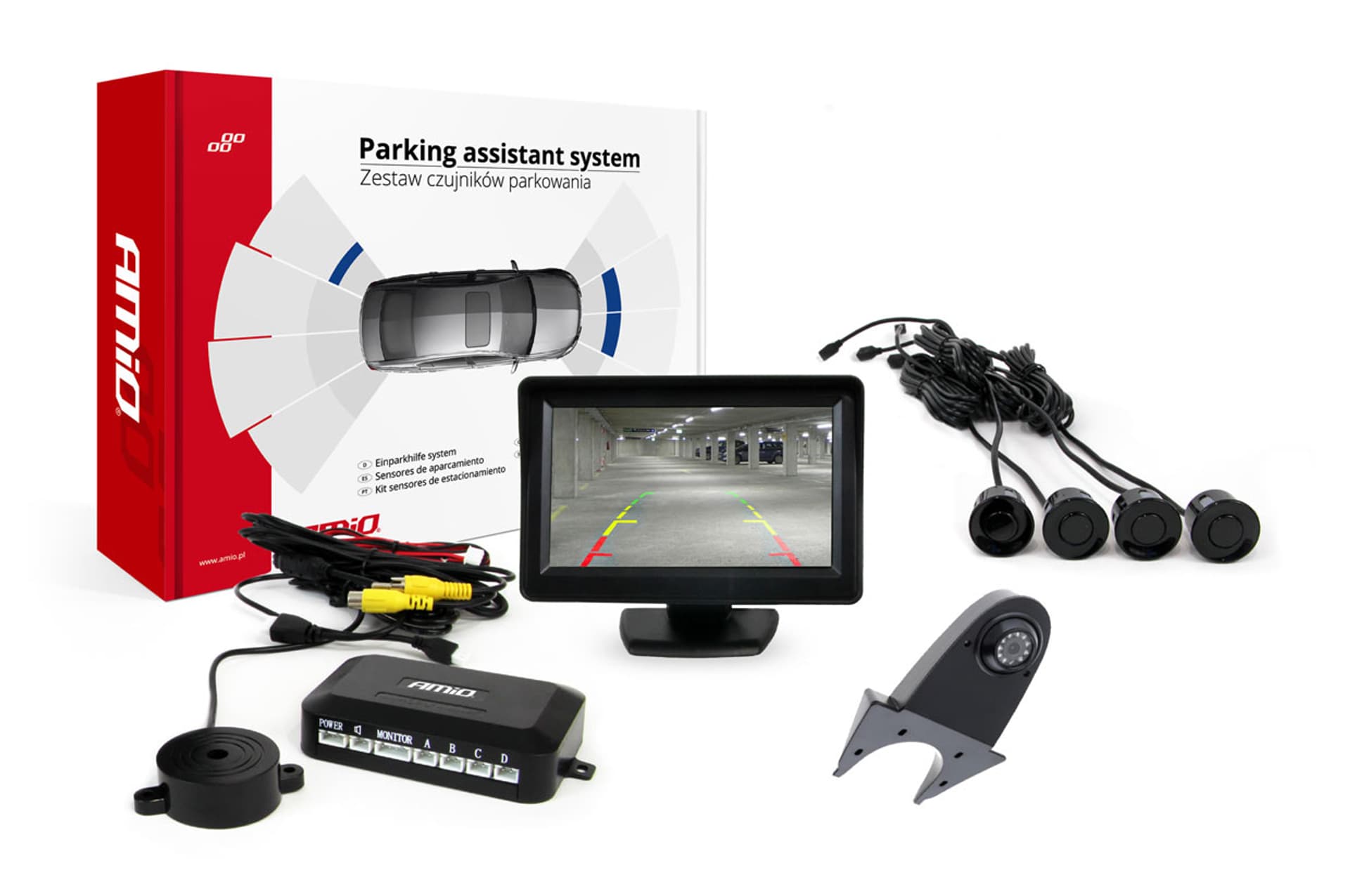 

Zestaw czujników parkowania tft01 4,3" z kamerą hd-502-ir 4 sensory czarne