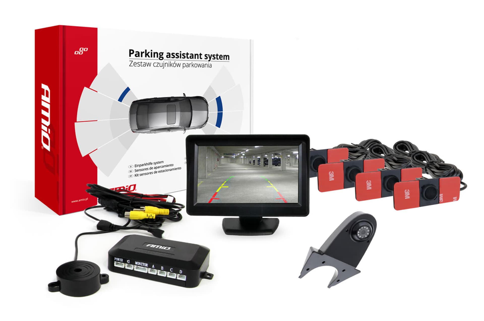 

Zestaw czujników parkowania tft01 4,3" z kamerą hd-502-ir 4 sensory czarne wewnętrzne