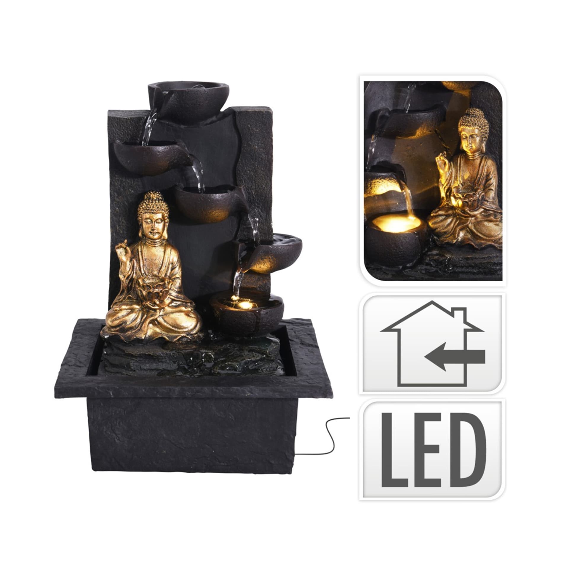 

Fontanna ogrodowa Led Budda wzór 1