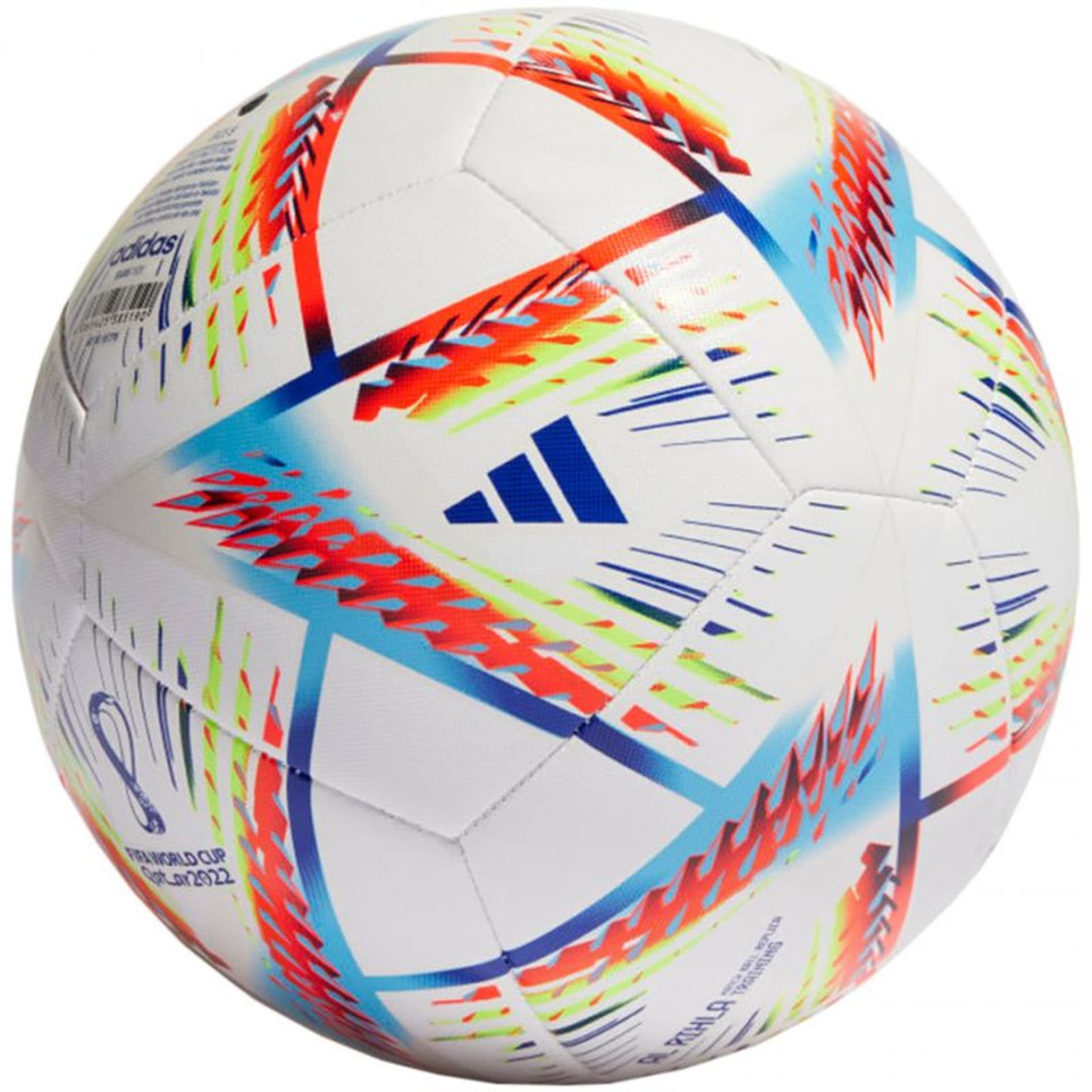 

Piłka nożna adidas Al Rihla Training Ball 2022 H57798 (kolor Biały. Niebieski. Pomarańczowy, rozmiar 4)