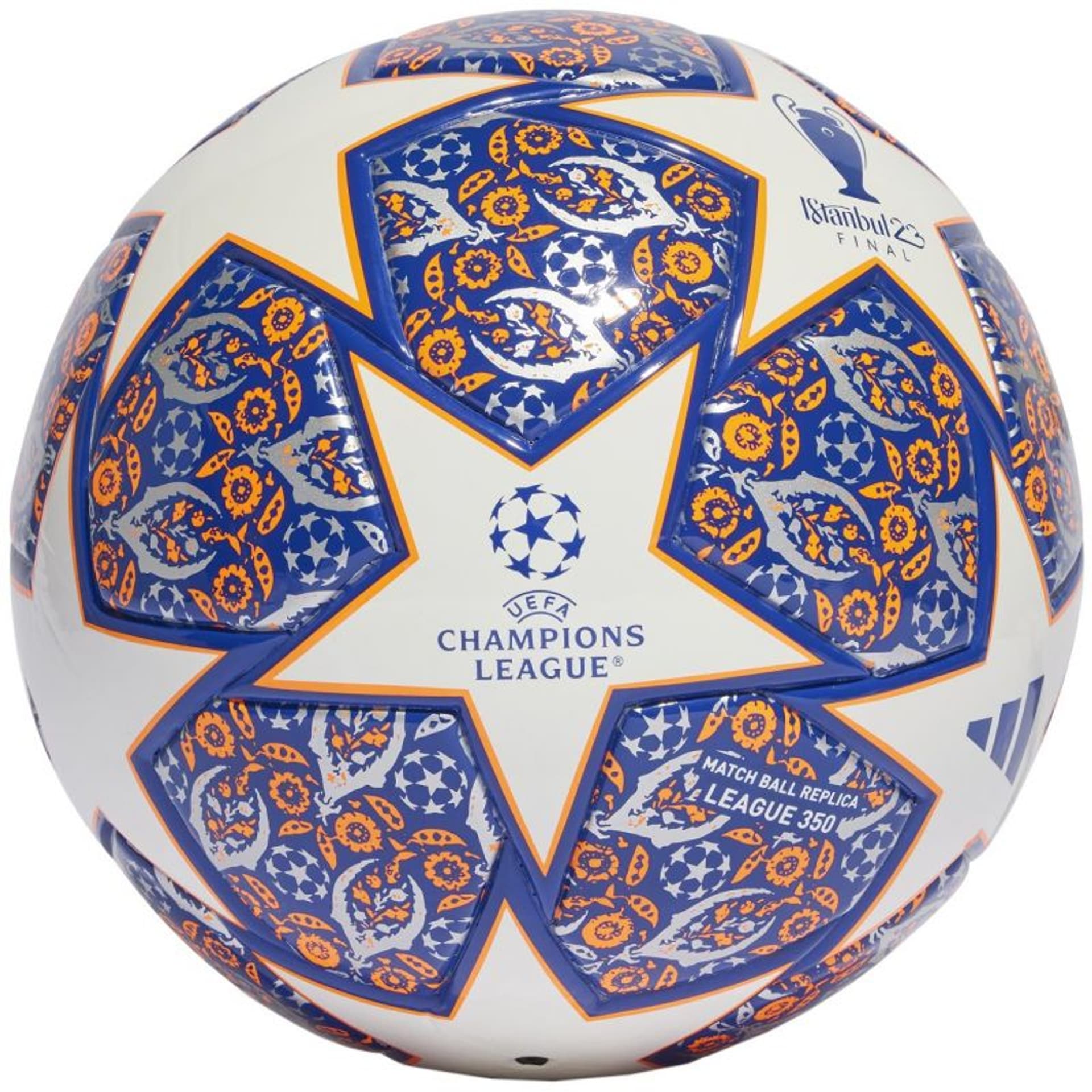 

Piłka nożna adidas Ucl 350 League Istanbul Jr (kolor Biały. Niebieski. Pomarańczowy, rozmiar 4)