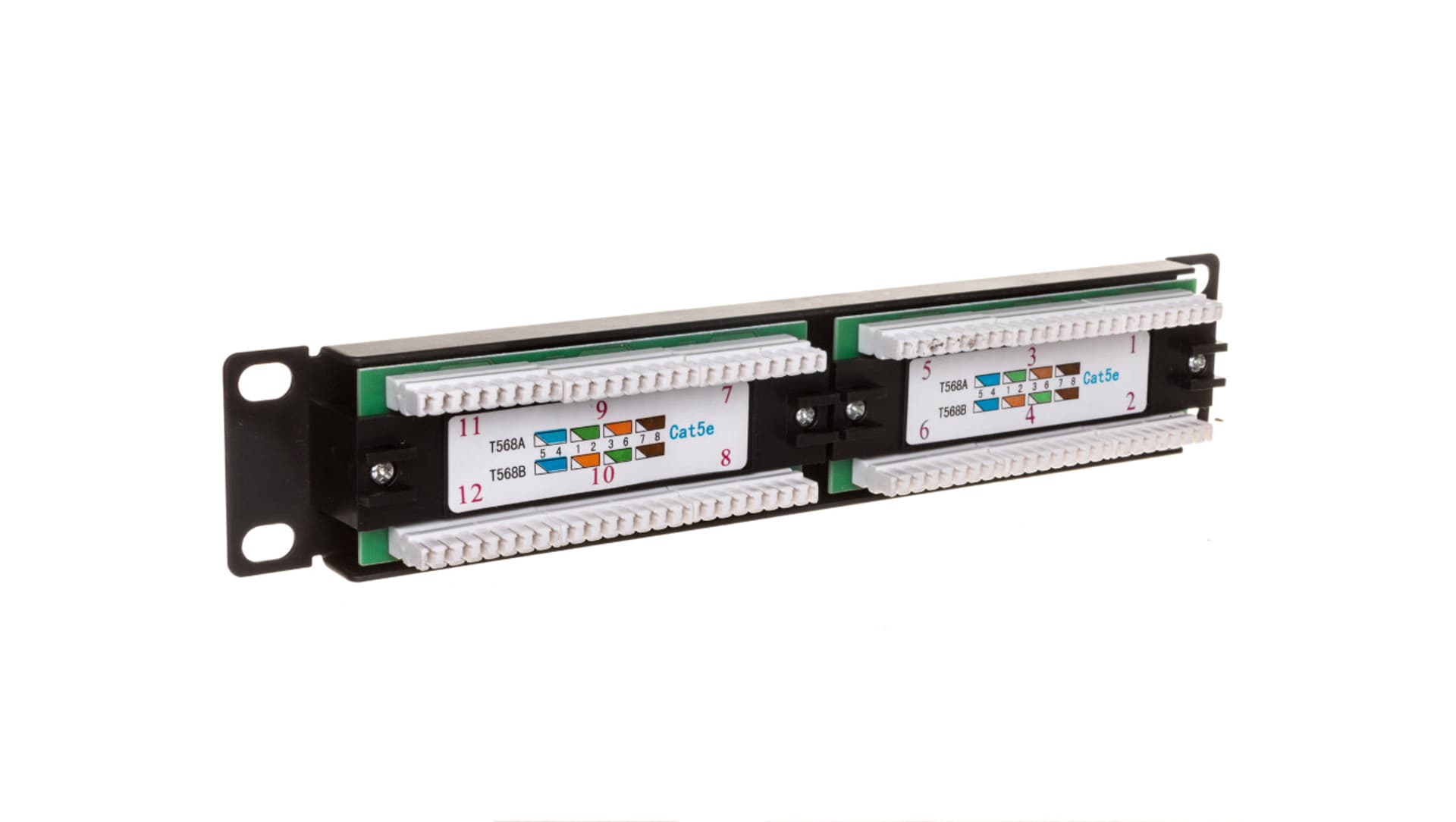 

Patch panel 10 cali 12Port cat 5e wyposażony czarny 10-0004