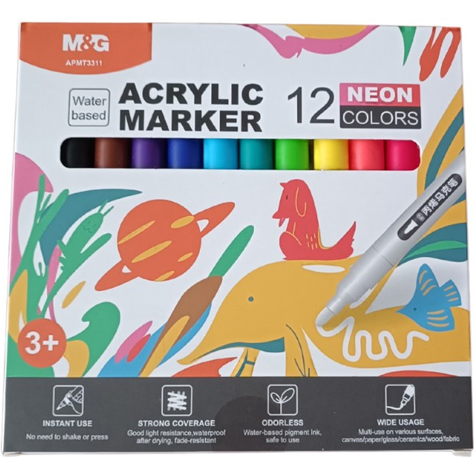 

Markery akrylowe 1-2mm komplet 12 kolorów neonowych MG APMT3311 WP12