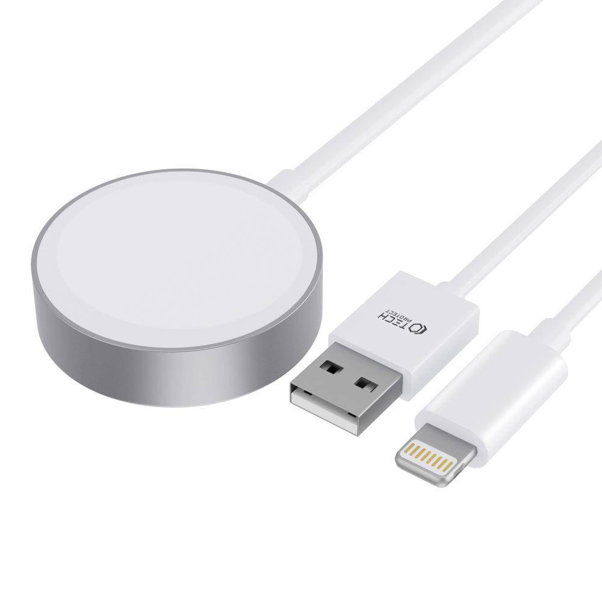 

Magnetyczy Kabel 2w1 do Apple Watch 1.5m USB + Lightning Tech-Protect Ultraboost biały