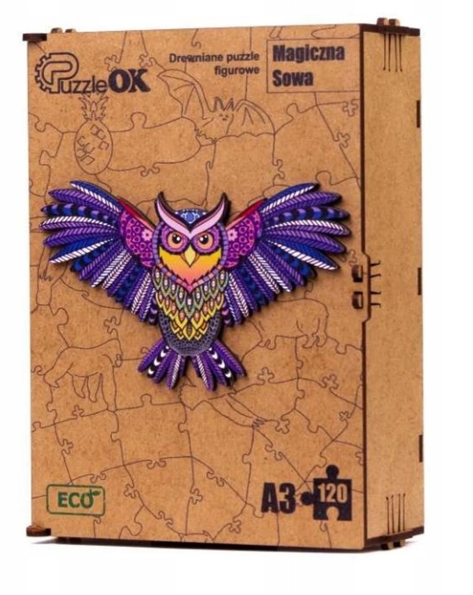 

PUZZLE DREWNIANE UKŁADANKA SOWA MAGICZNA KOLOROWA