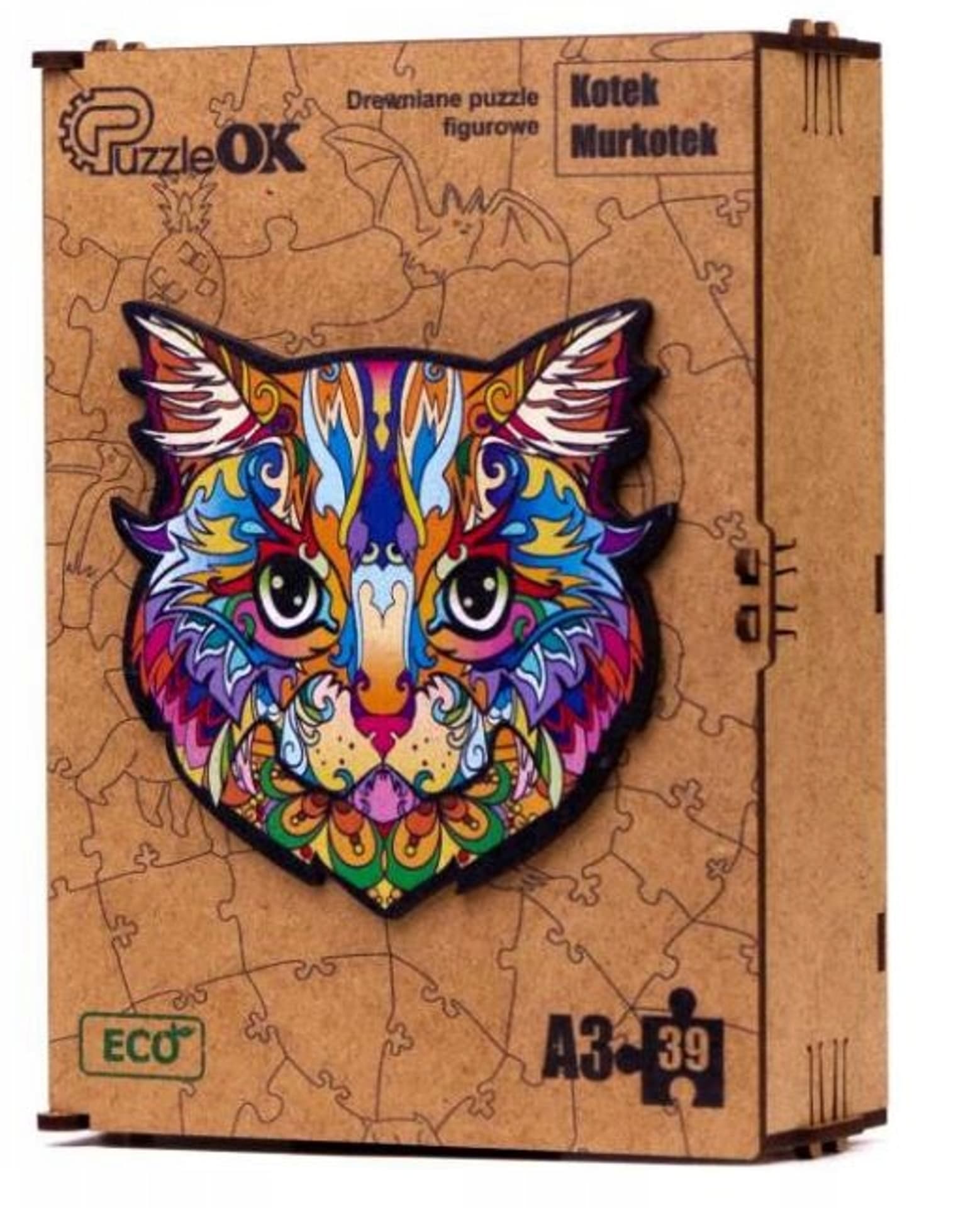 

PUZZLE DREWNIANE UKŁADANKA KOT KOTEK KOLOROWY