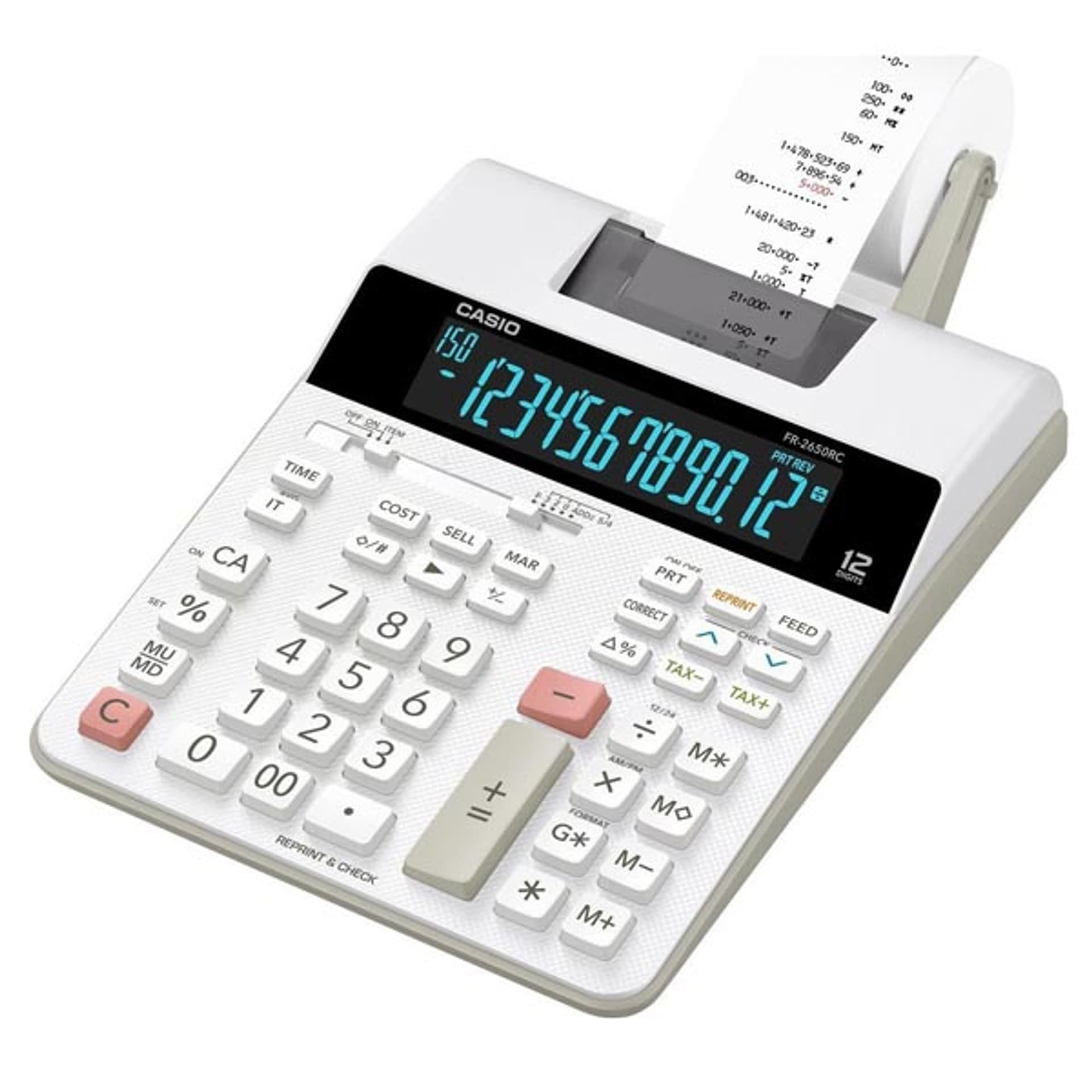 

Casio Kalkulator FR 2650 RC, biała, 12 miejsc, zasilany z sieci