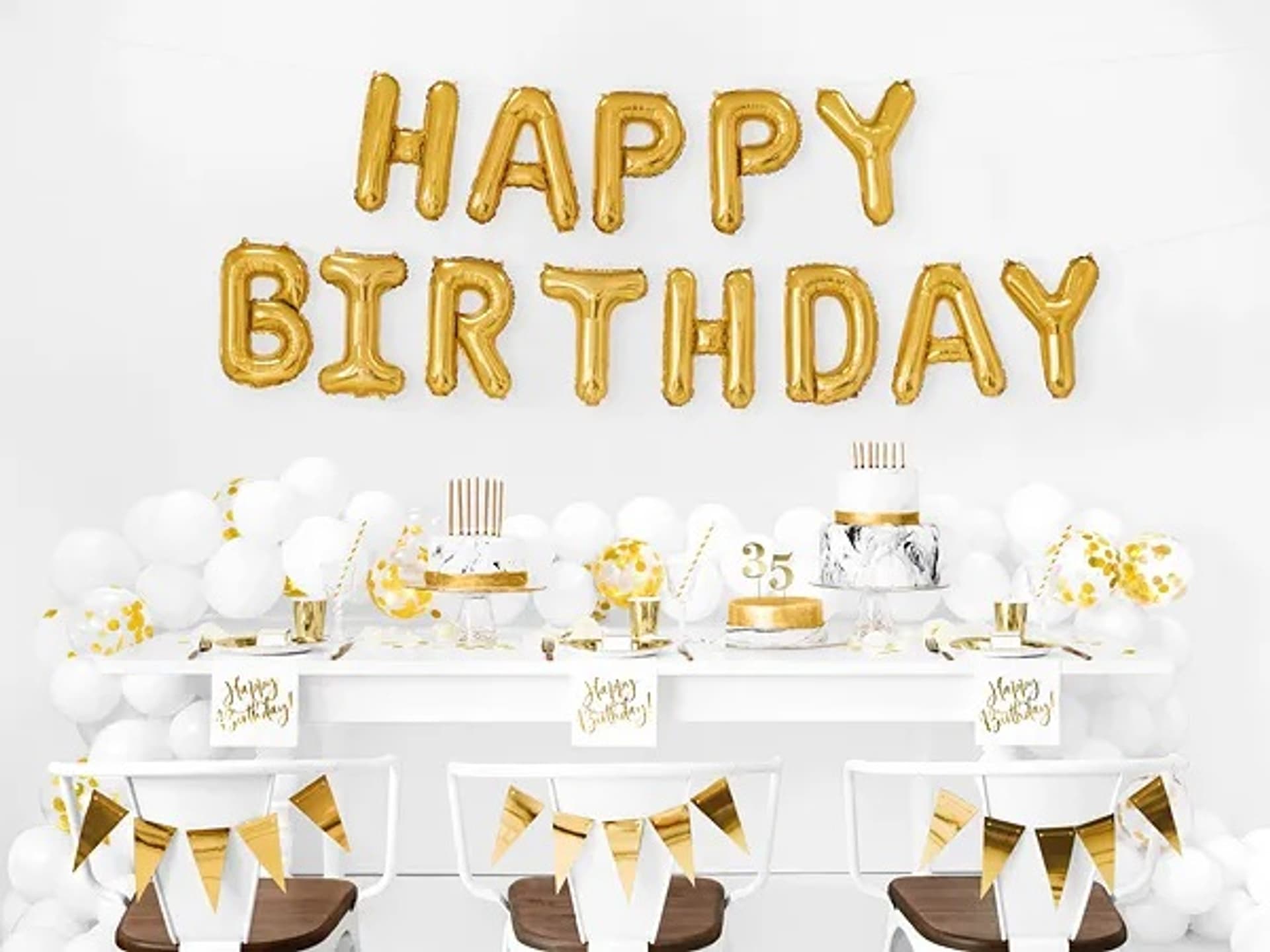 

Balon foliowy dekoracja urodzinowa Happy Birthday złota 340cm x 35cm