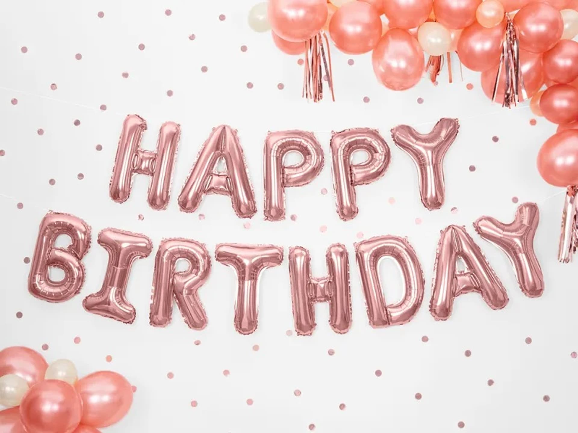 

Balon foliowy dekoracja urodzinowa Happy Birthday różowe złoto 340cm x 35cm