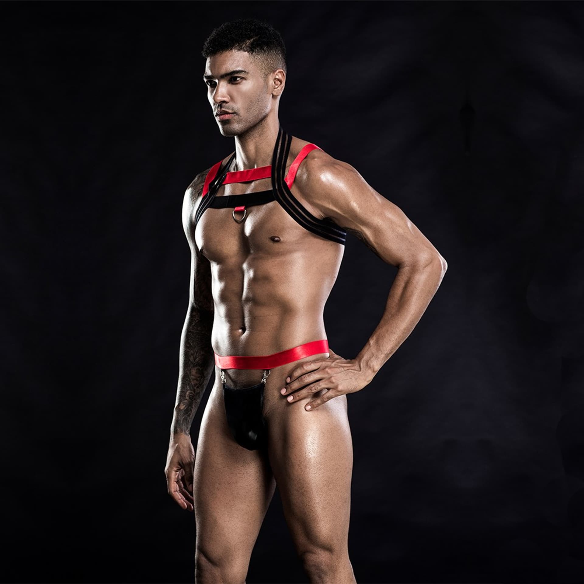 

Men's Lingerie Set Top+Bikini Black/Red OS