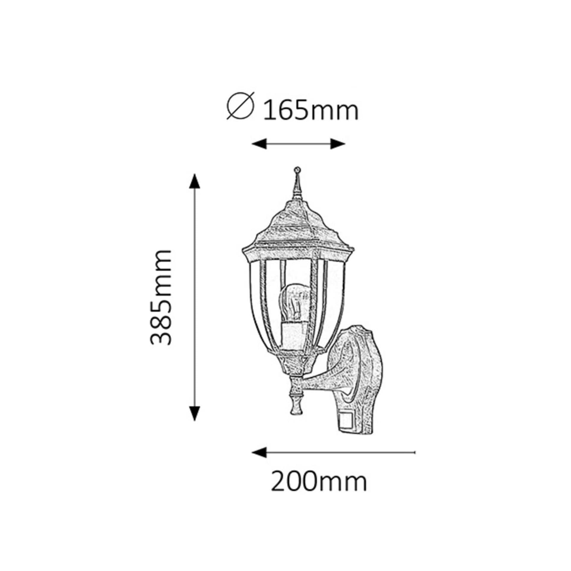 

Lampa ścienna zewnętrzna Nizza złota, czujnik ruchu 60Wa.ar.IP43 8458